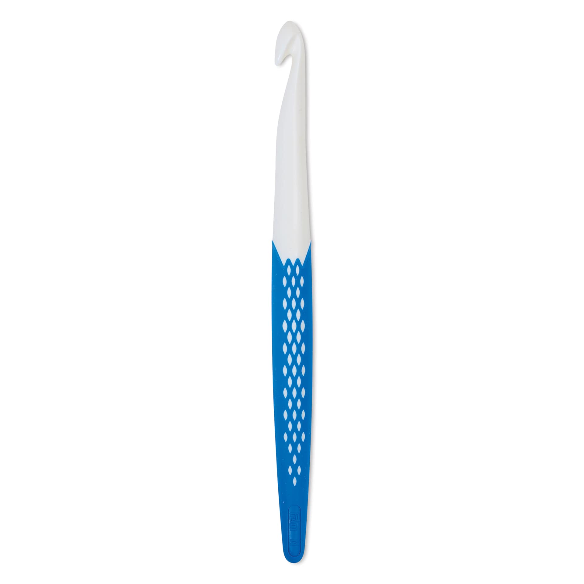 Prym Ergonomics Crochet Hook - N, hook in upright position outside of the packaging