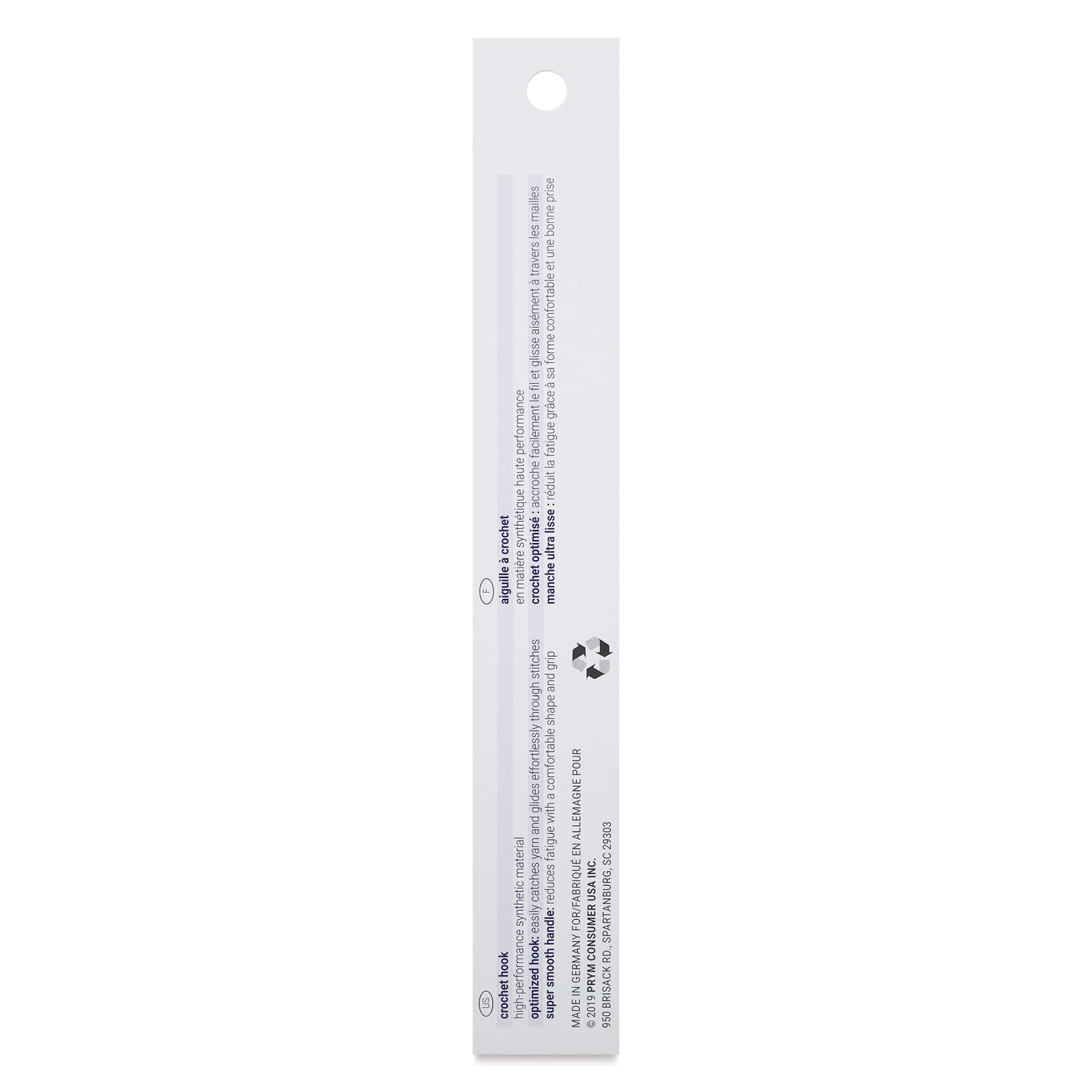 Prym Ergonomics Crochet Hook - O, back of the packaging