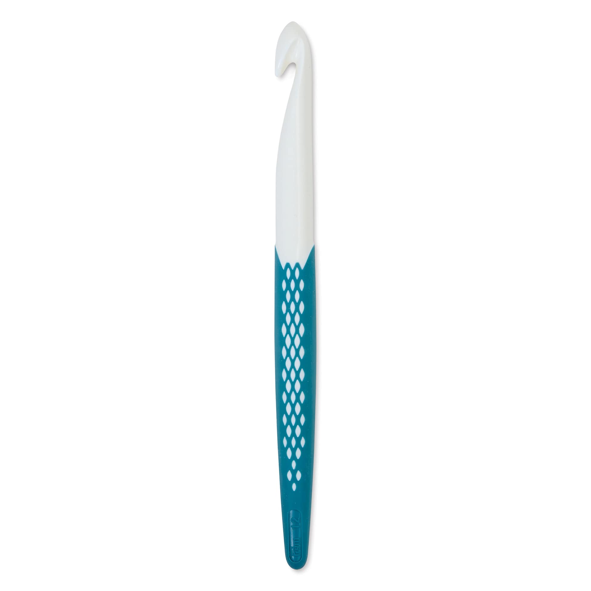 Prym Ergonomics Crochet Hook - O, hook in upright position outside of the packaging