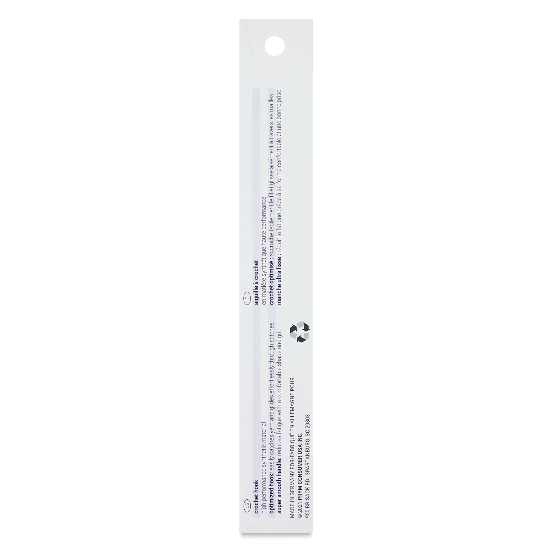 Prym Ergonomics Crochet Hook - 7 mm, back of the packaging