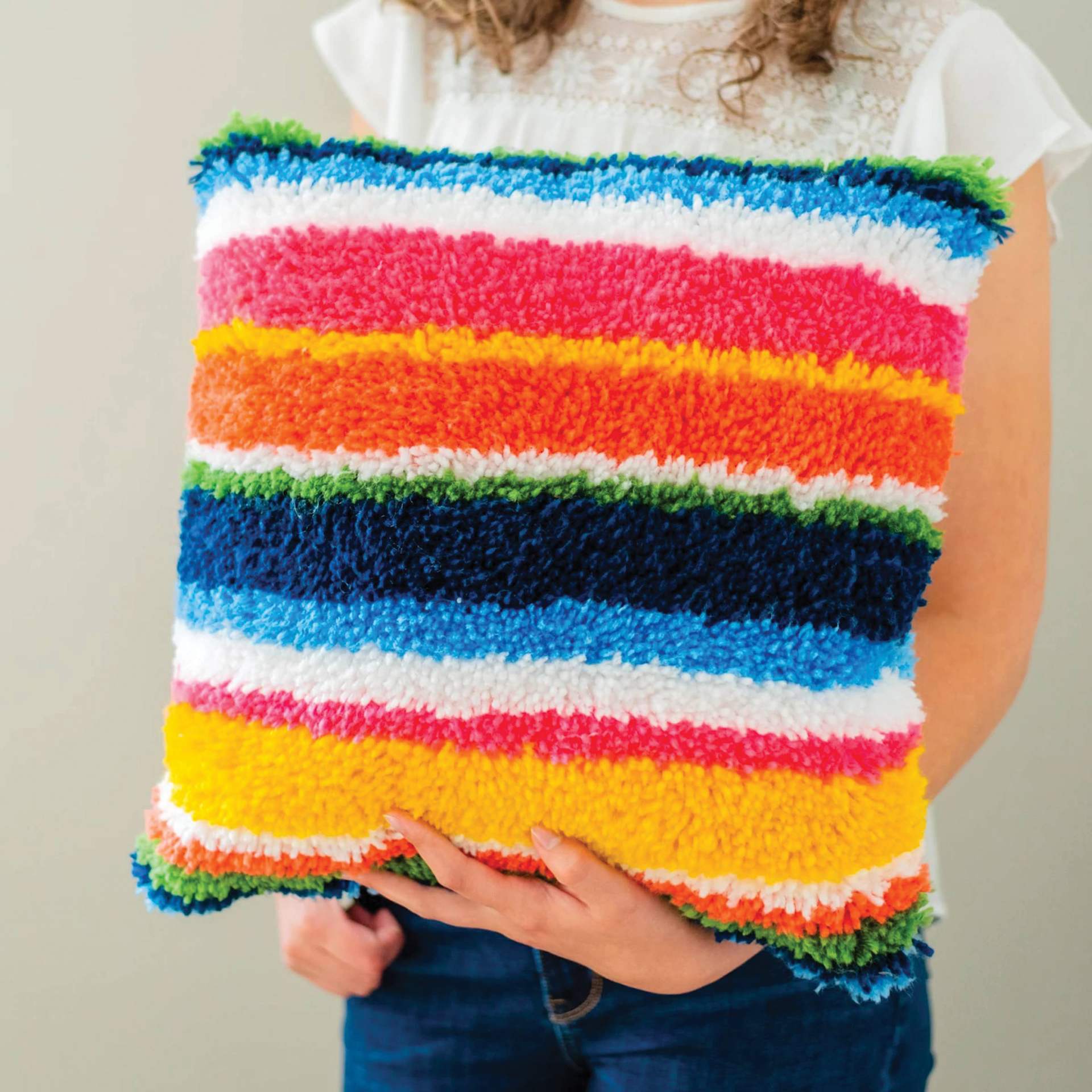 Loran Latch-Stitch Pillow Kits - Bright Stripes, 16" x 16" (Finished pillow)