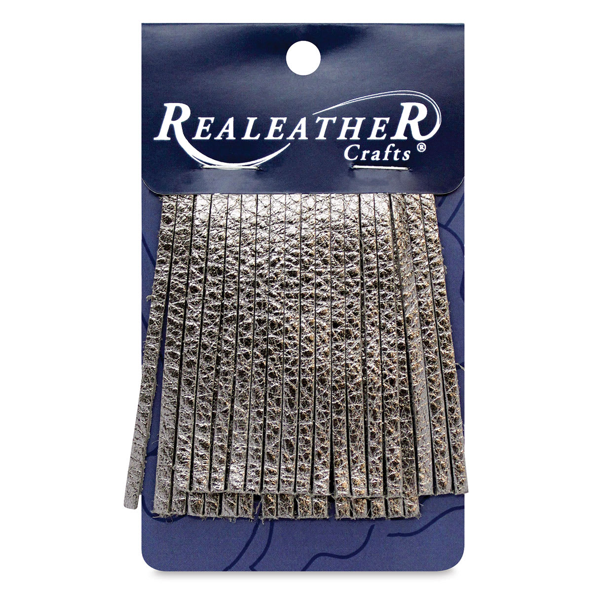 Realeather Fringe - Front of package of Metallic Gunmetal Fringe
