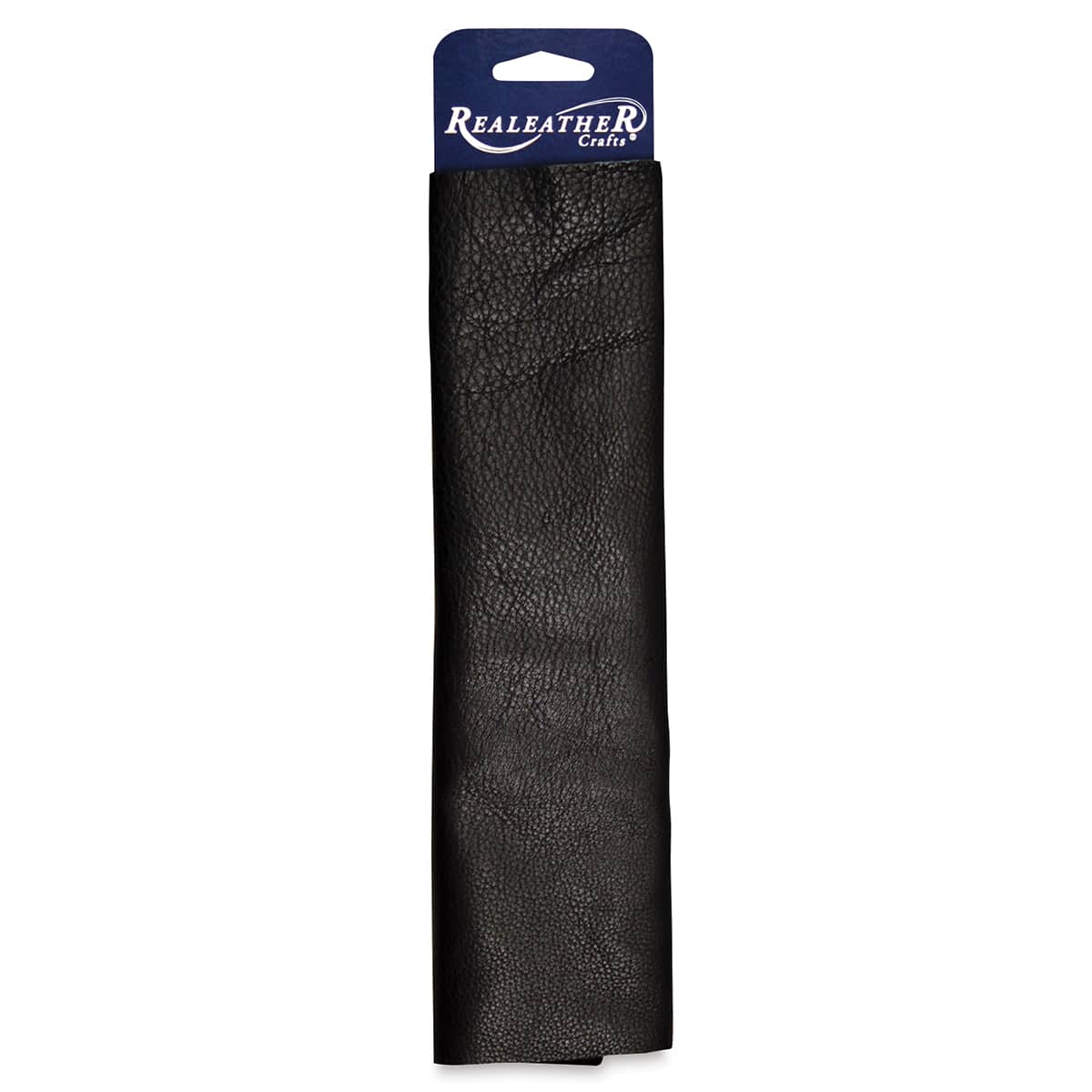 Realeather Premium Trim Leather - Front view of Black Leather on Hang Tag