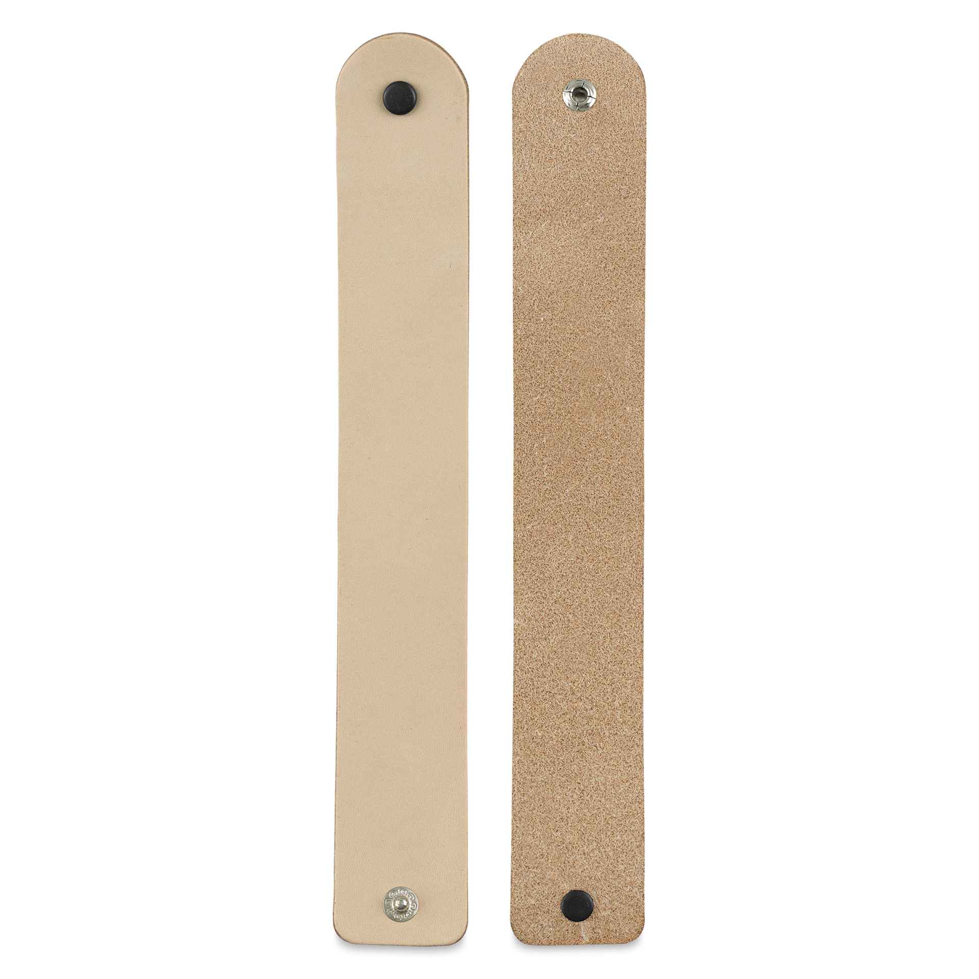 Realeather Leather Wristbands - Natural, underneath two wristbands