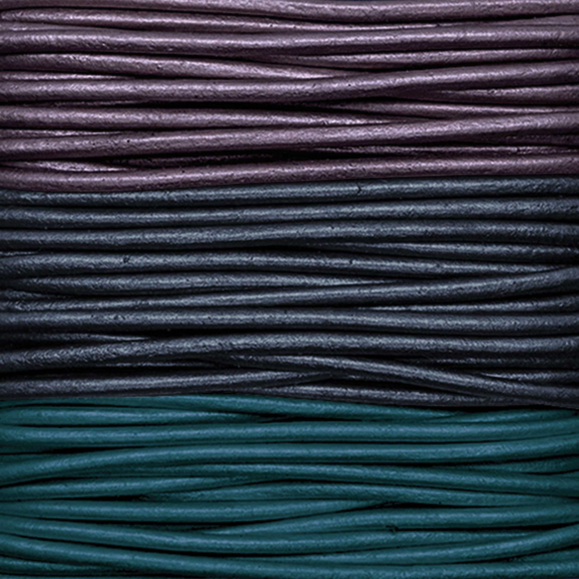 Realeather Round Leather Lace - Purple/Navy/Teal, 2 mm x 8 yds, close-up