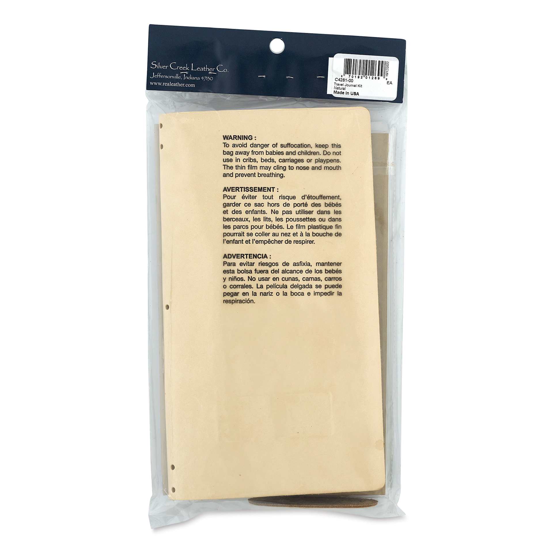 Realeather Leather Travel Journal Kit, back of the packaging
