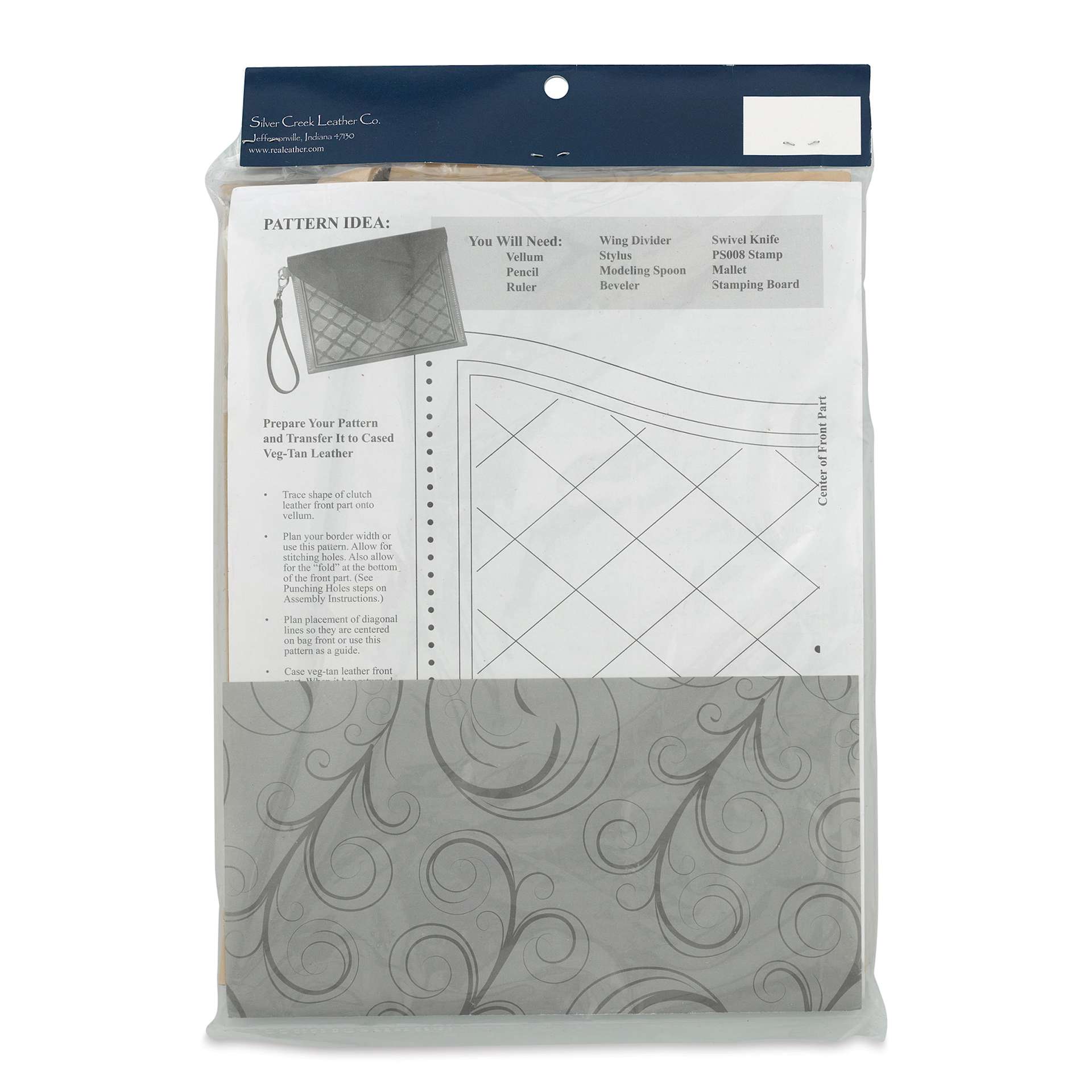 Realeather Leather Envelope Clutch Kit, back of the packaging
