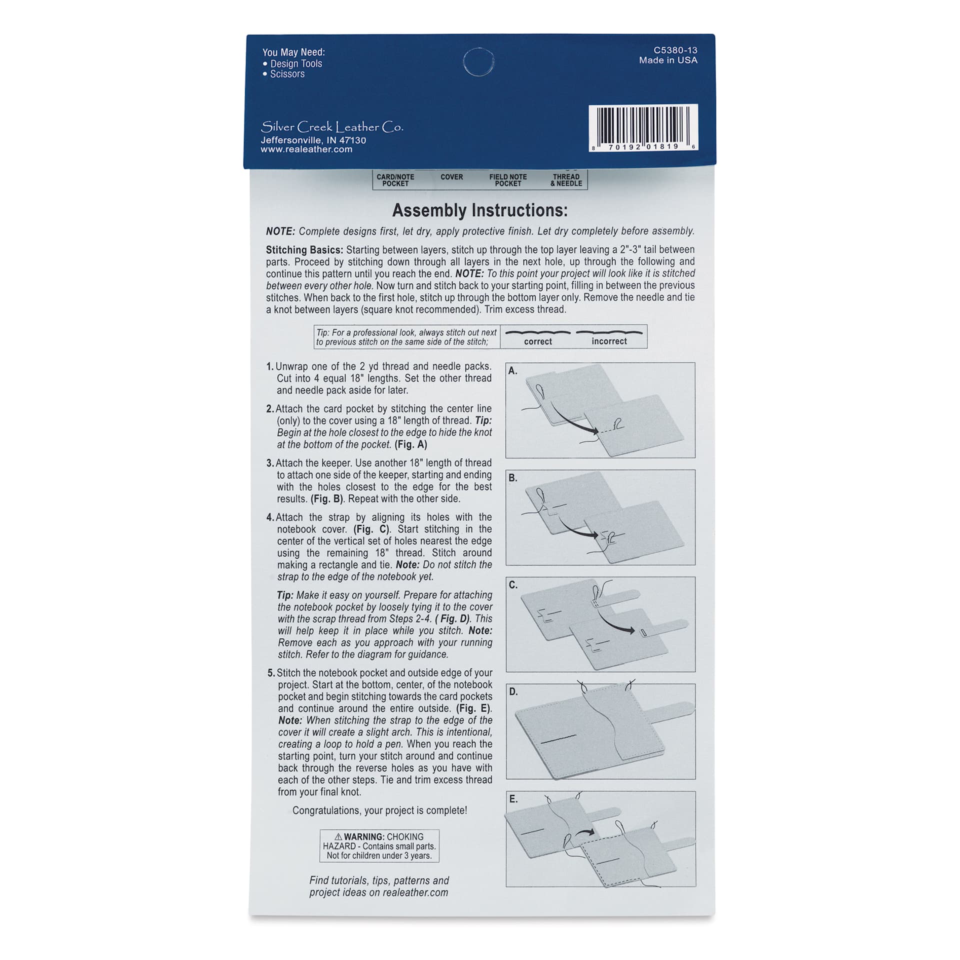 Realeather Leather Field Notes and Passport Cover - Kit of 8, assembly instructions