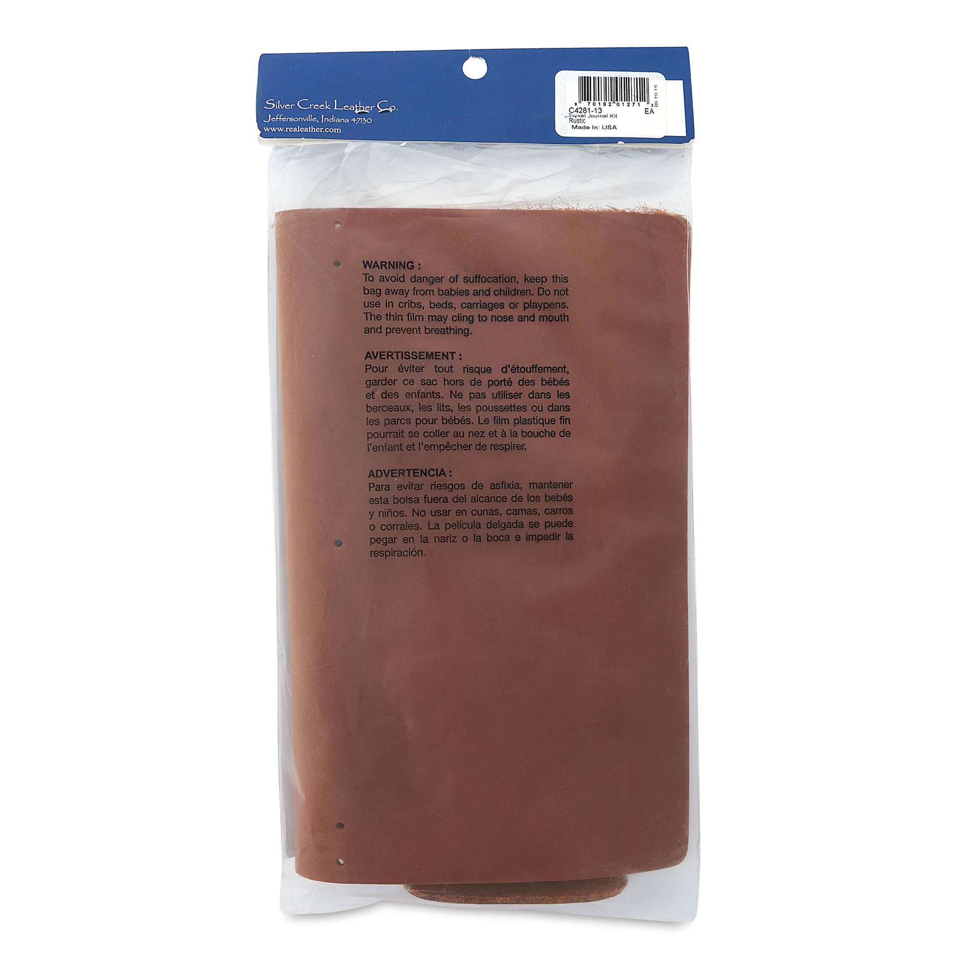 Realeather Leather Kit - Rustic Triumph Travel Journal, back of packaging