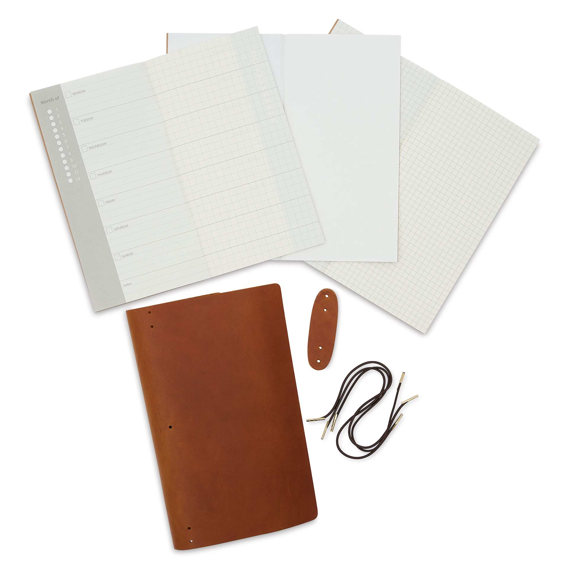 Realeather Leather Kit - Rustic Triumph Travel Journal, contents out of packaging