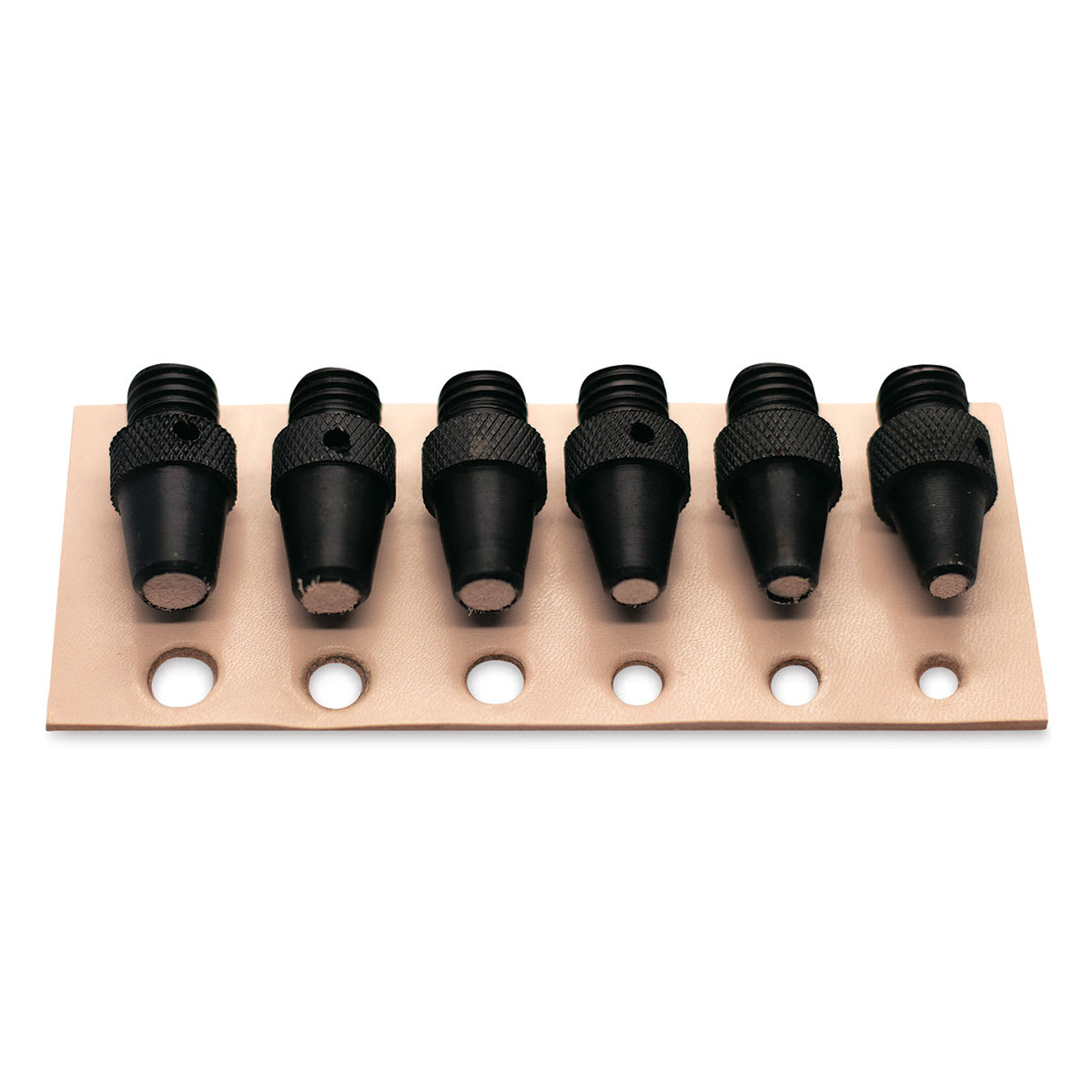 Leather Punch Tools - Closeup of 6 pc Maxi Punch set showing punch sizes