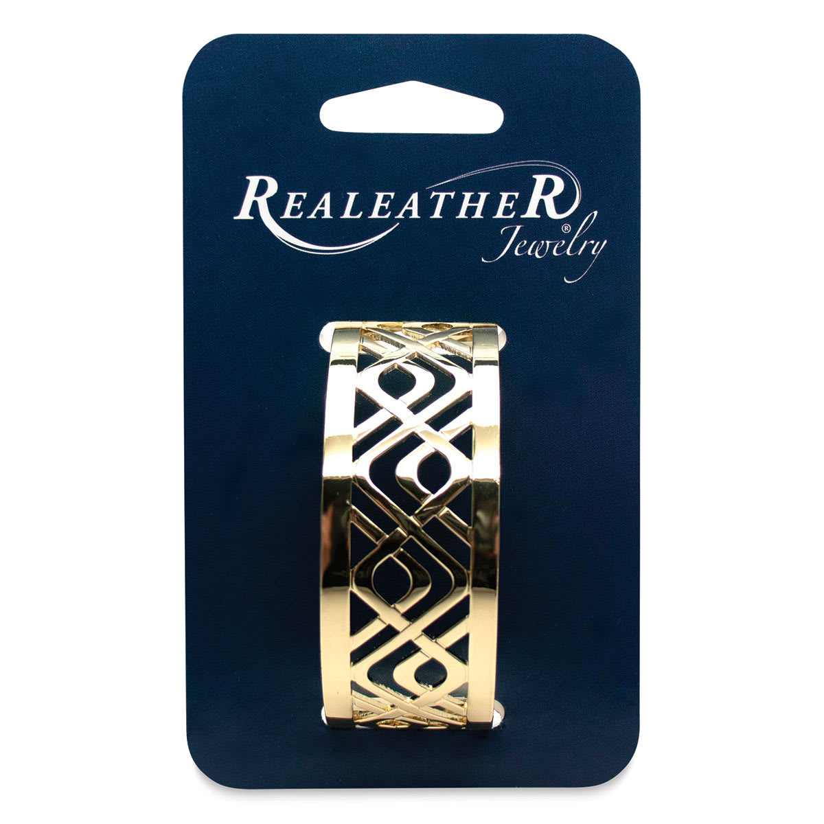 Realeather Filigree Bracelet- 1" Gold Cantinia style, shown packaged