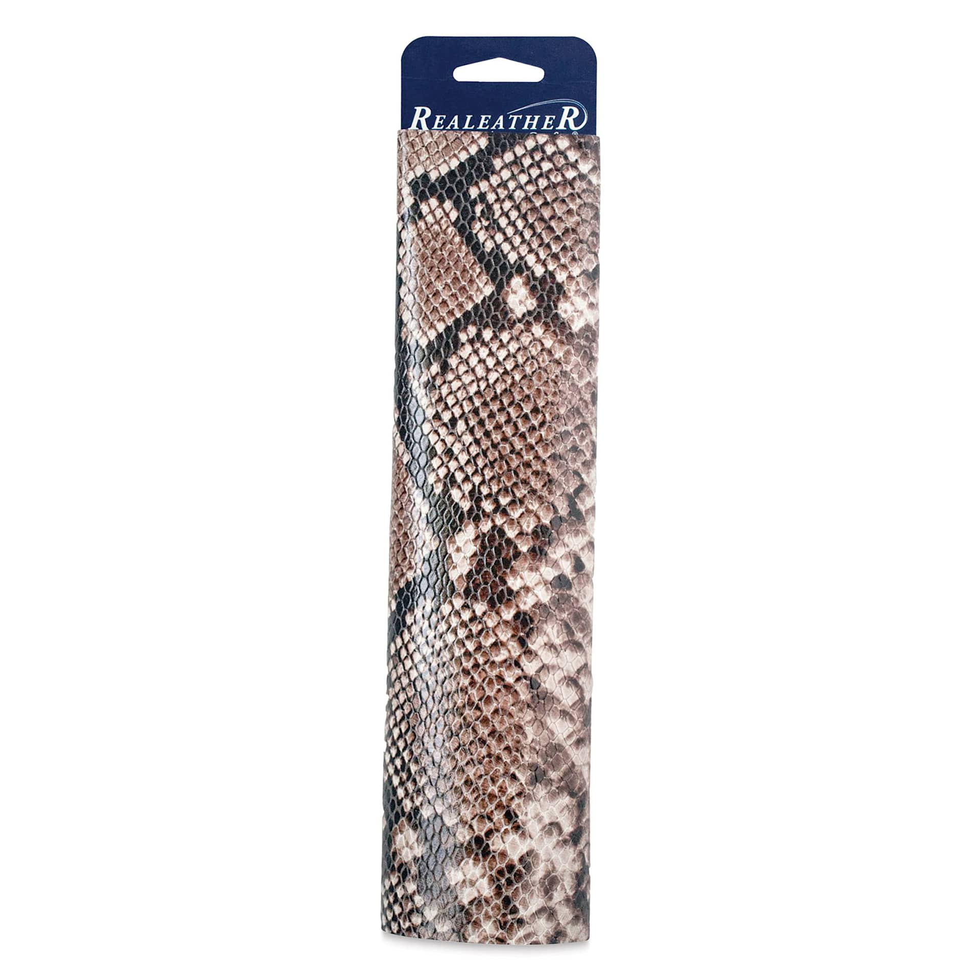 Realeather Printed Leather Trim - Python Taupe, wrapped around packaging
