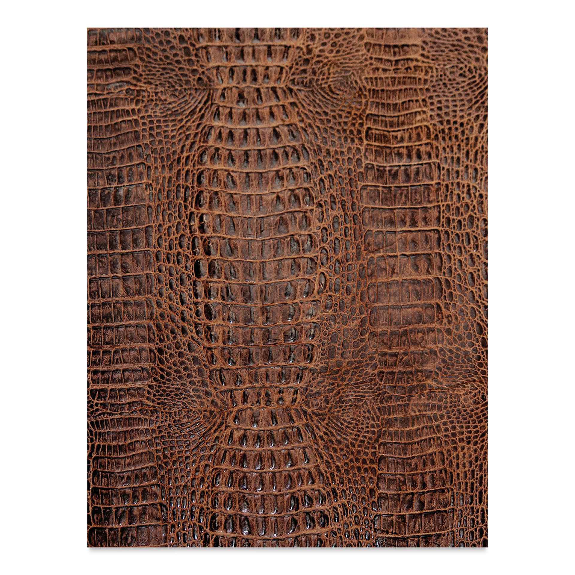Realeather Printed Leather Trim - Caiman Light Brown, 8-1/2" x 11", single trim