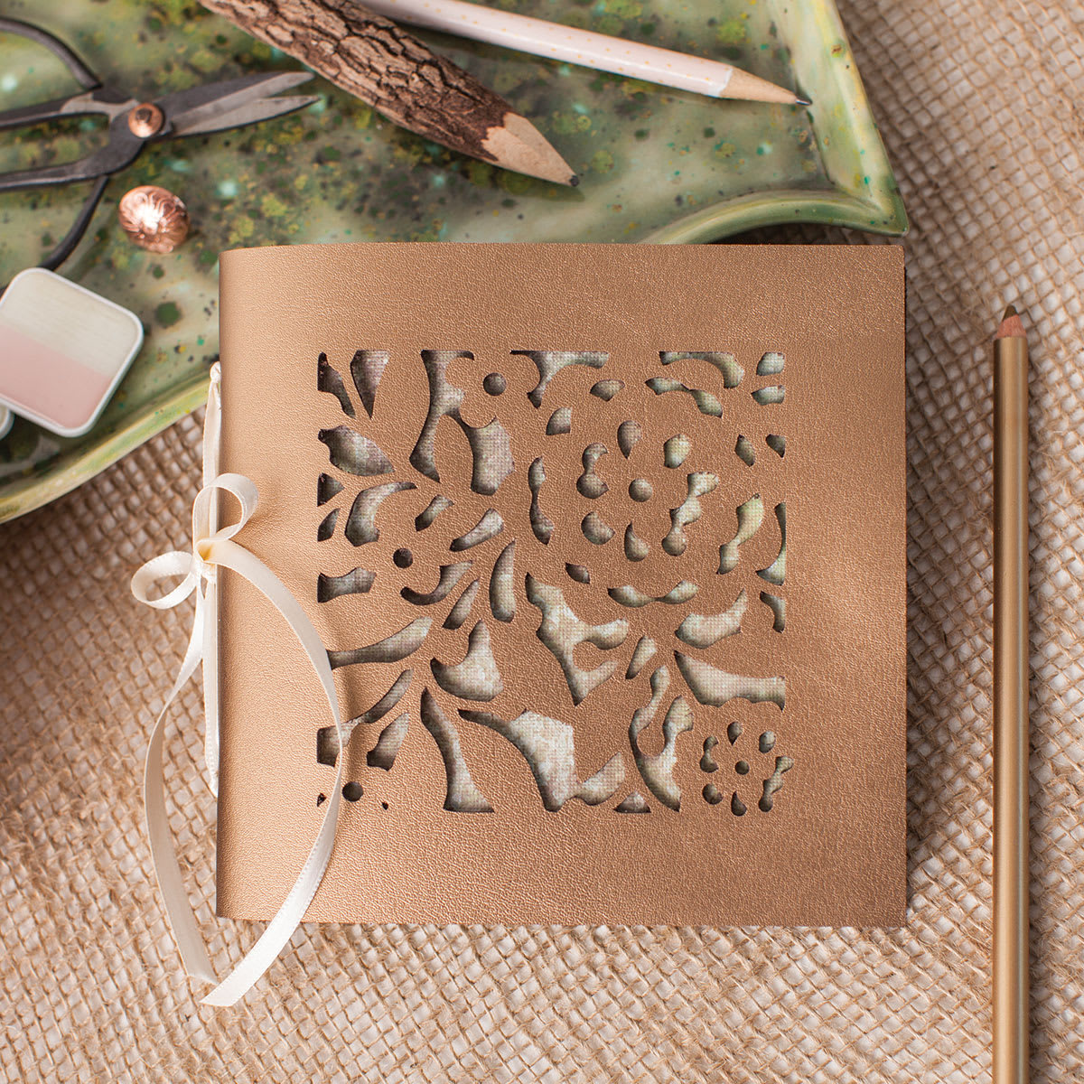 Cricut Genuine Leather - Metallic Gold, Sample Artwork