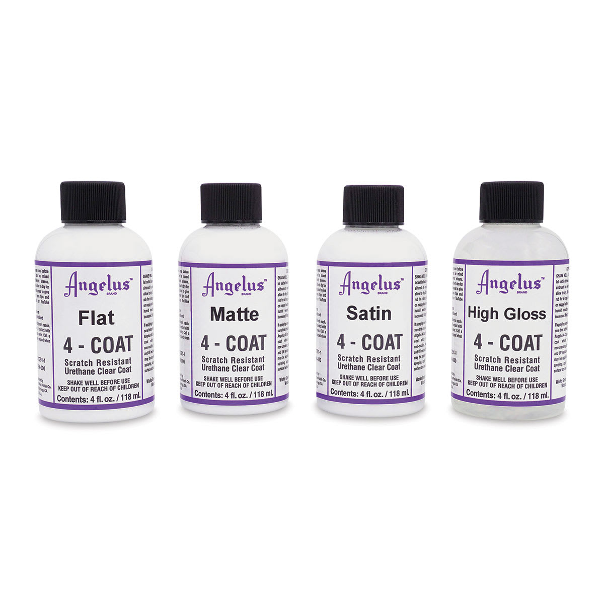 Angelus 4-Coat Urethane Clear Coat (Assorted finishes, 4 oz, Bottles)