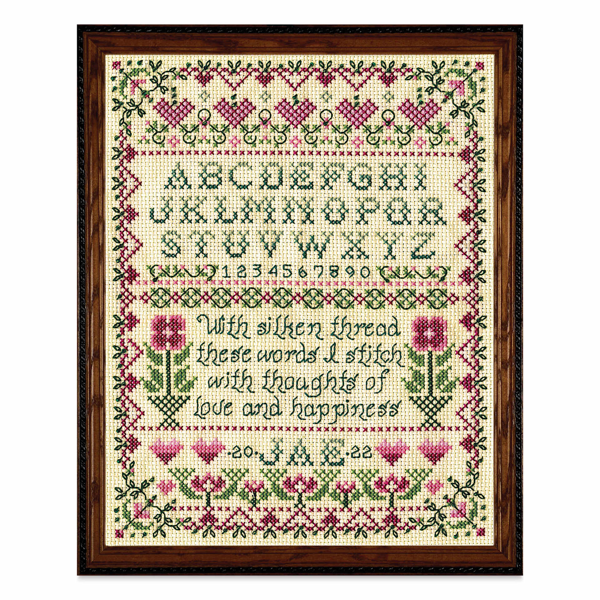 Design Works Counted Cross Stitch Kit - Stitcher Sampler, 8-1/2" x 11" - finished project in frame (not included)