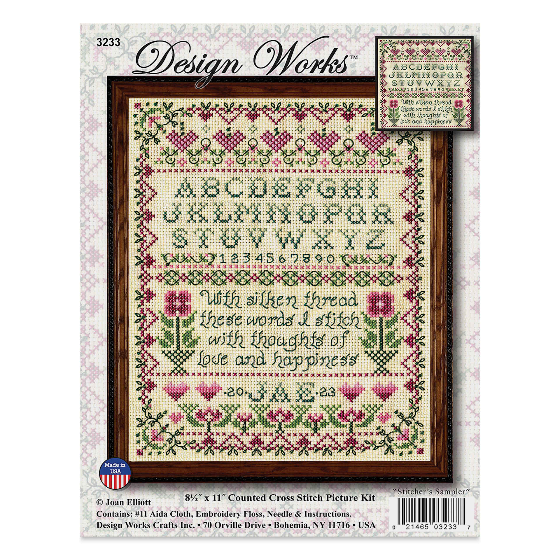 Design Works Counted Cross Stitch Kit - Stitcher Sampler, 8-1/2" x 11" - front of packaging
