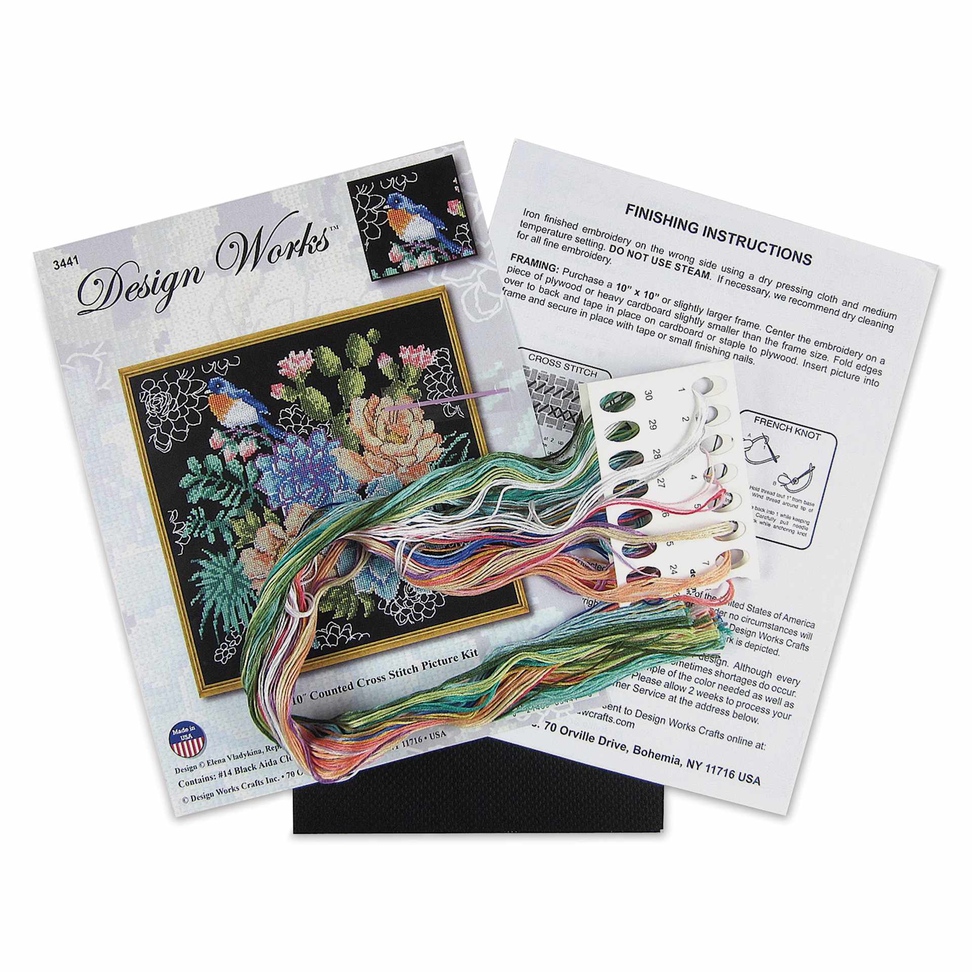 Design Works Counted Cross Stitch Kit - Succulents, 10" x 10" - contents