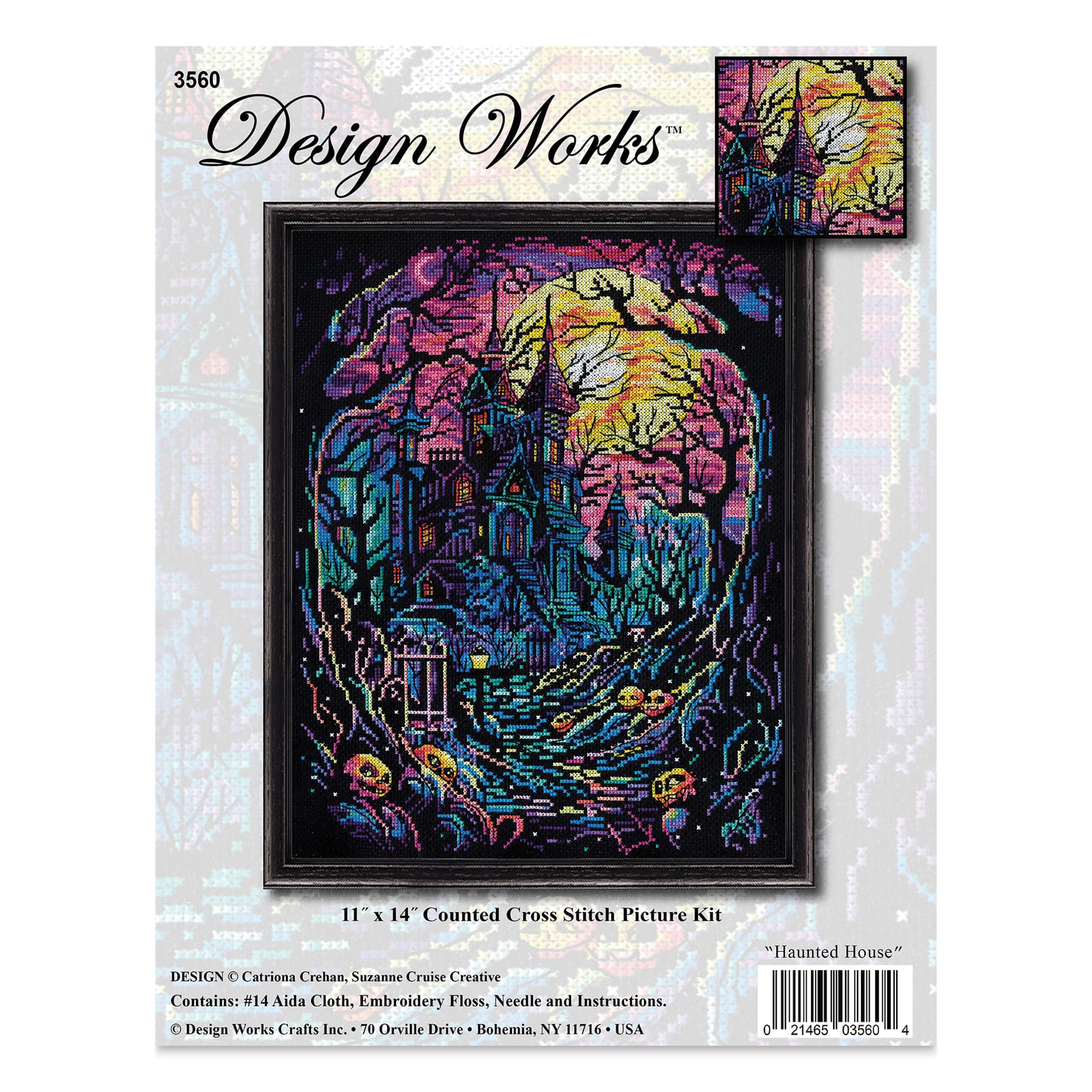Design Works Counted Cross Stitch Kit - Haunted House, 11" x 14" - front of packaging