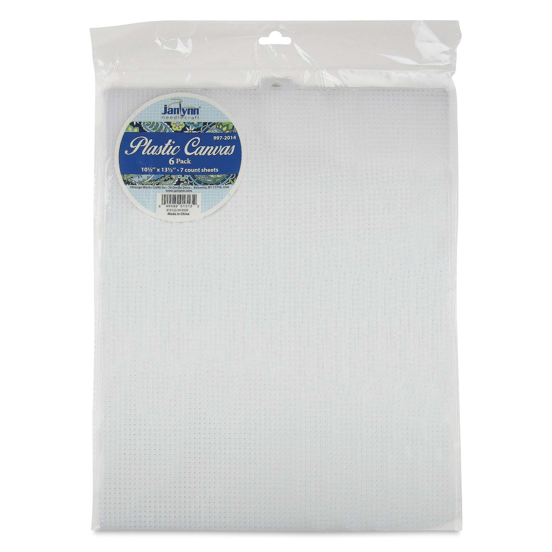 Janlynn Plastic Canvas - Medium, Pkg of 6, 10-1/2" x 13-1/2" - front of packaging