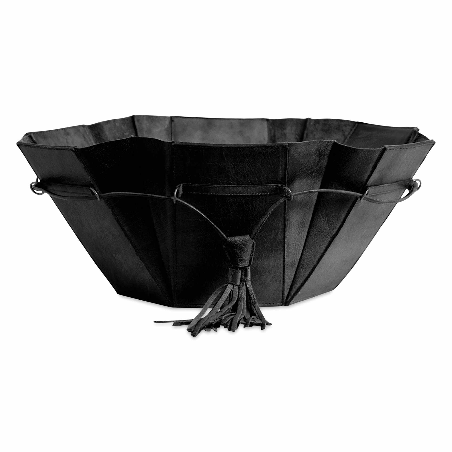 Muud Evita Leather Storage Box - Black, XL - loosened with lid removed