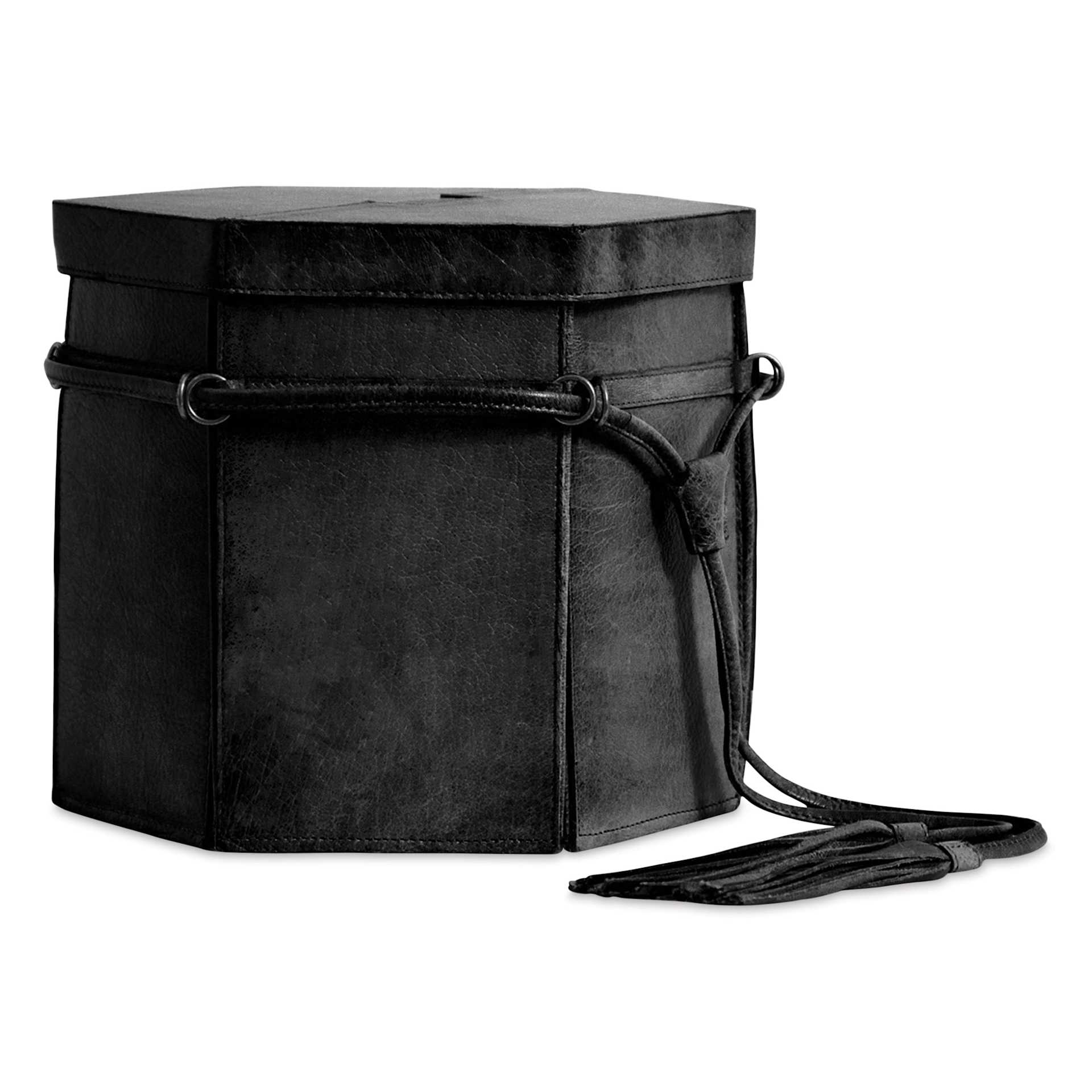 Muud Evita Leather Storage Box - Black, XL - closed, side