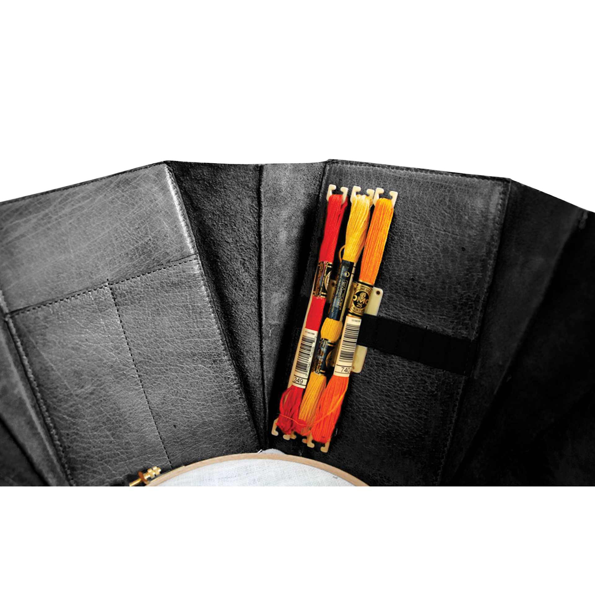 Muud Evita Leather Storage Box - Black, XL - close-up, holding materials (not included)