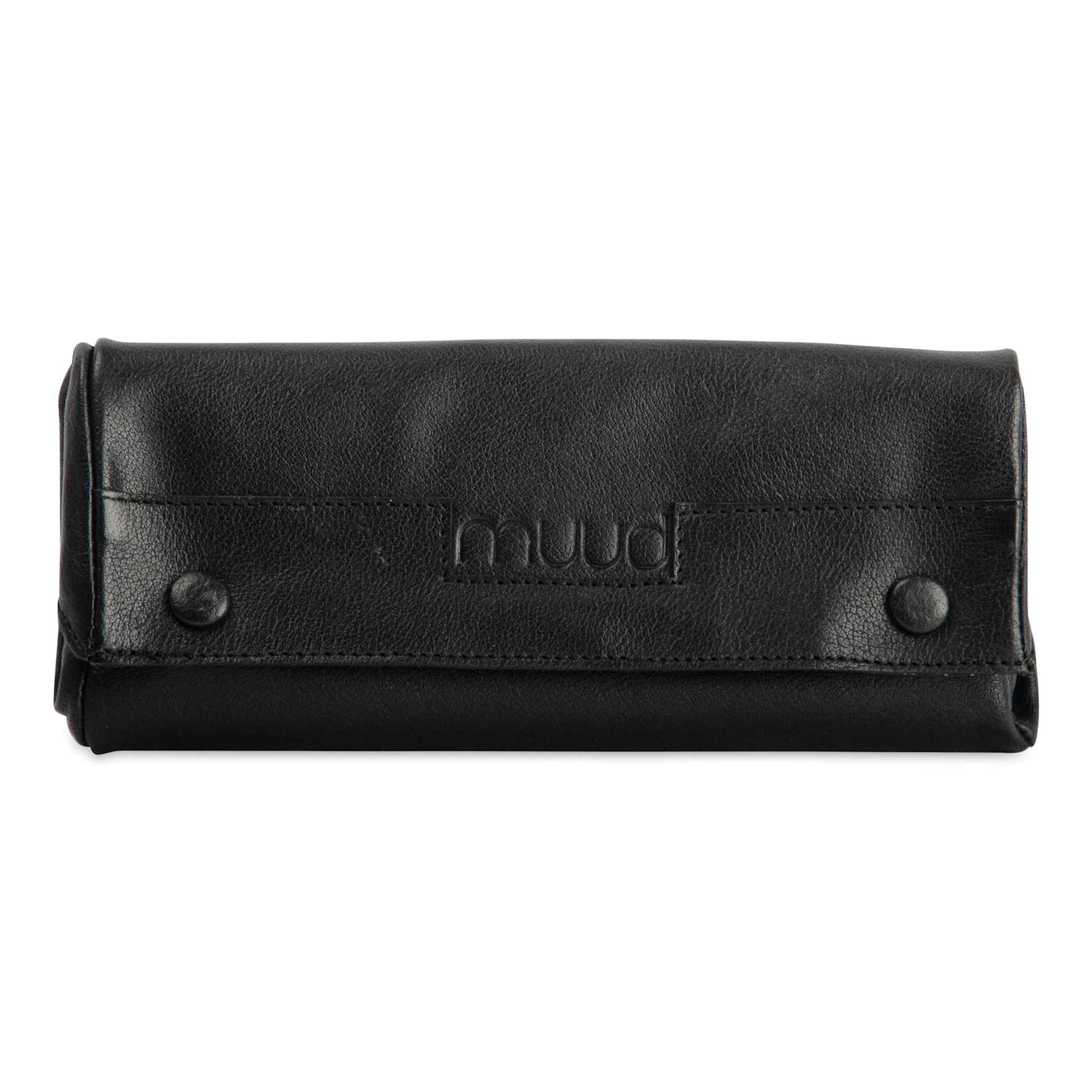 Muud Liv Leather Accessory Case - Black - front