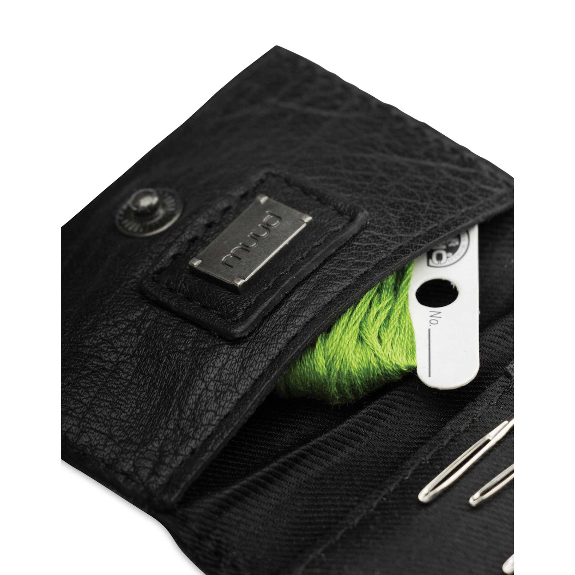 Muud Carla Foldable Leather Sewing Needle Case - Black - accessory pouch (materials not included)