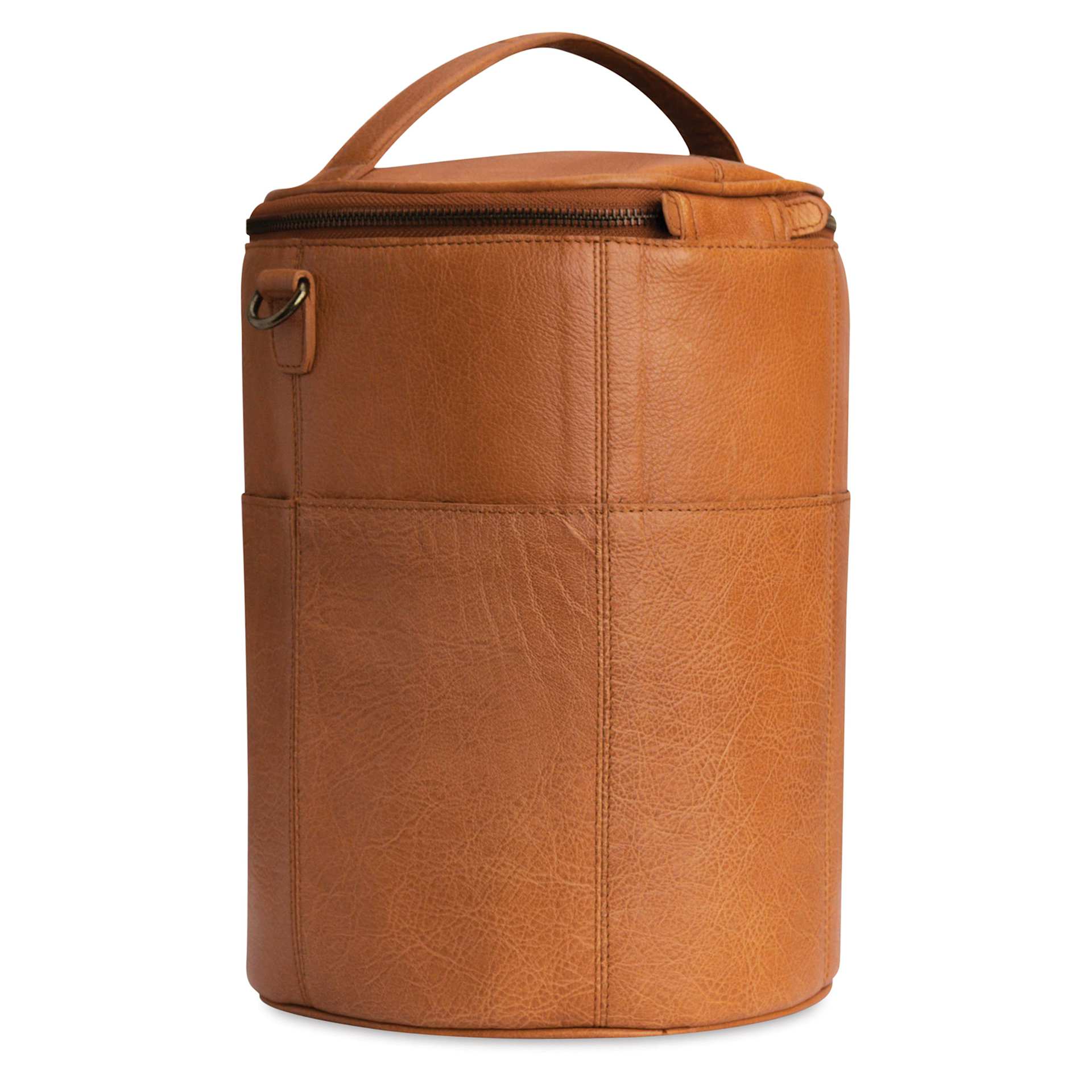 Muud Saturn XL Leather Needlework Project Bag - Brown - back, angled