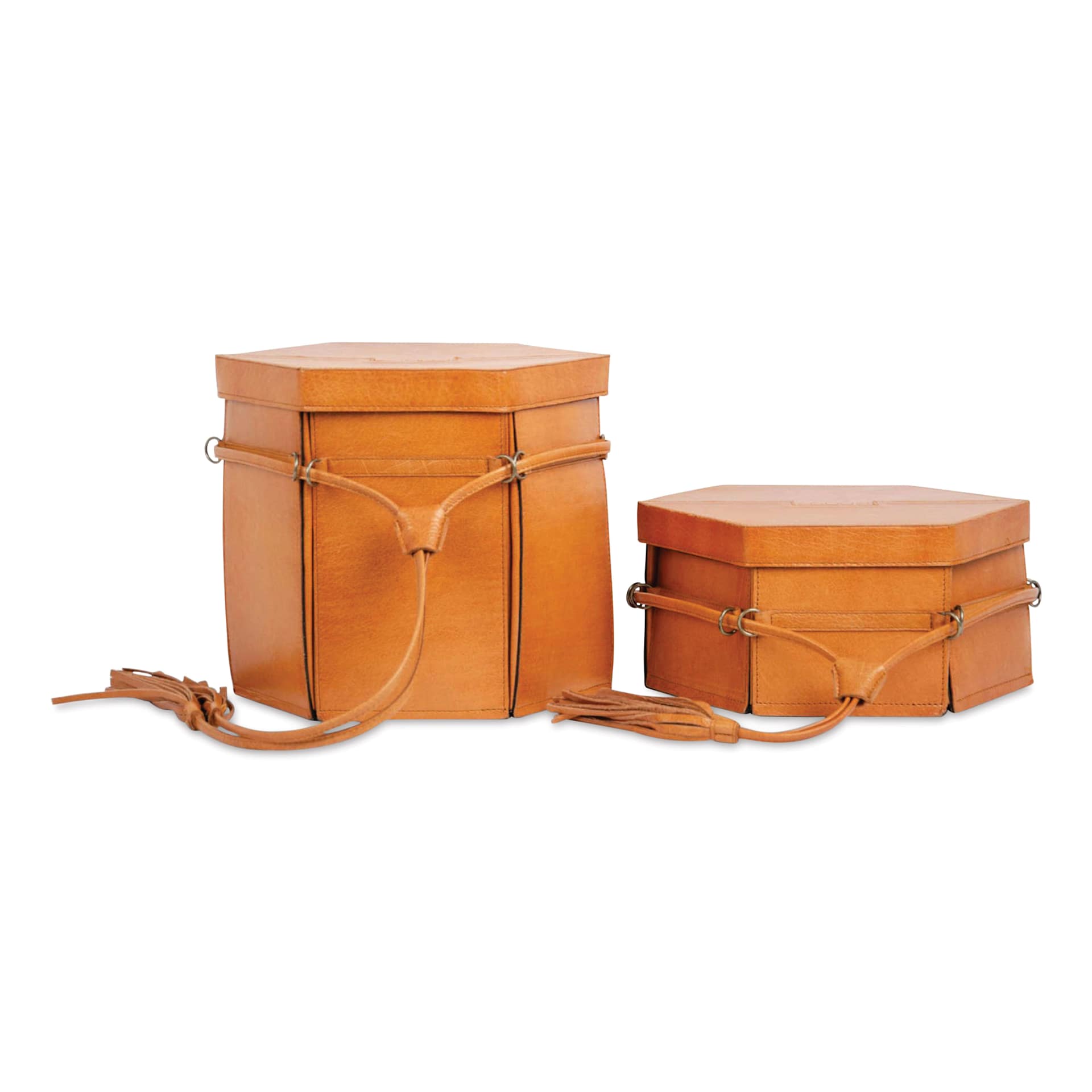 Muud Evita Leather Storage Box - Brown, XL - XL next to standard