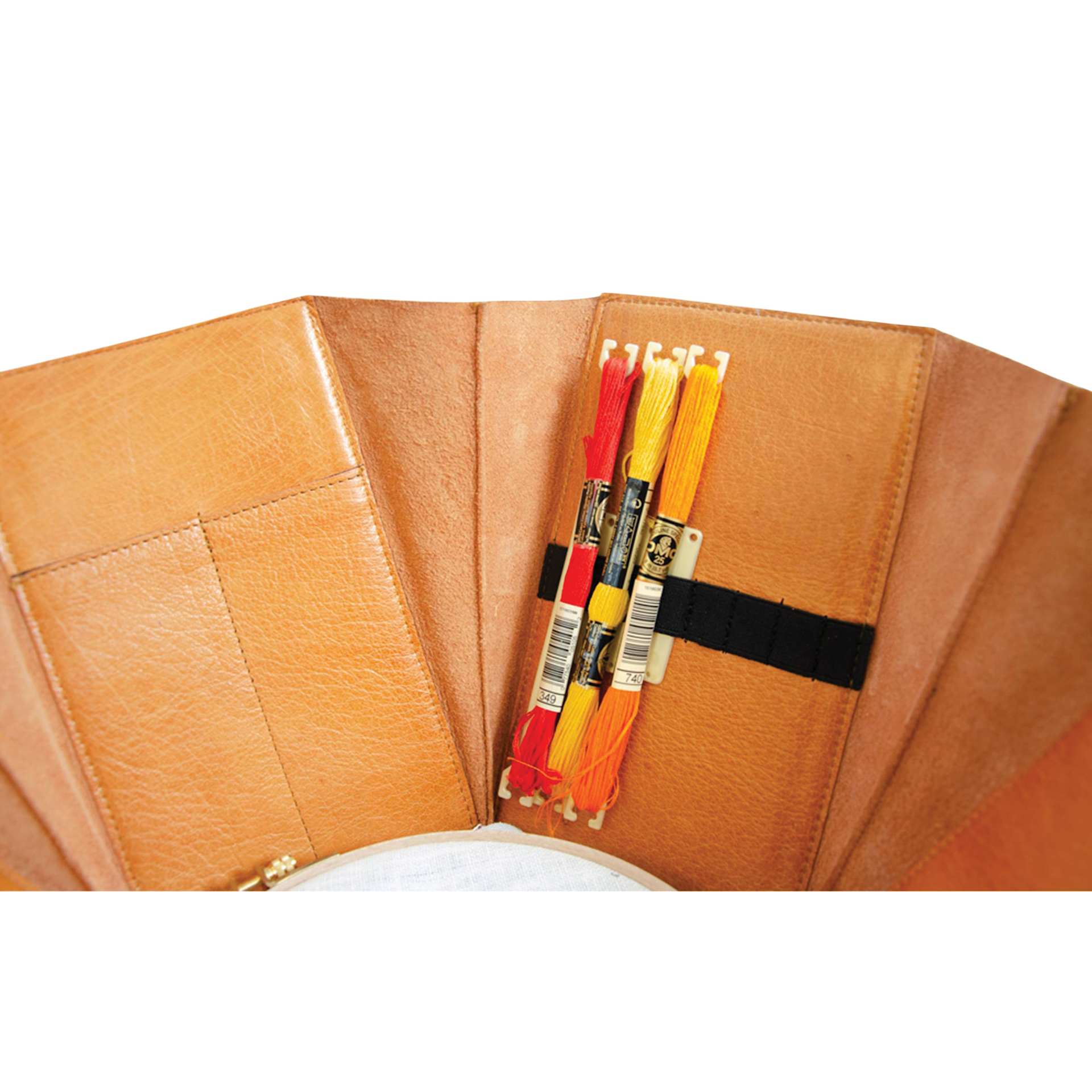 Muud Evita Leather Storage Box - Brown, XL - close-up, holding materials (not incldued)
