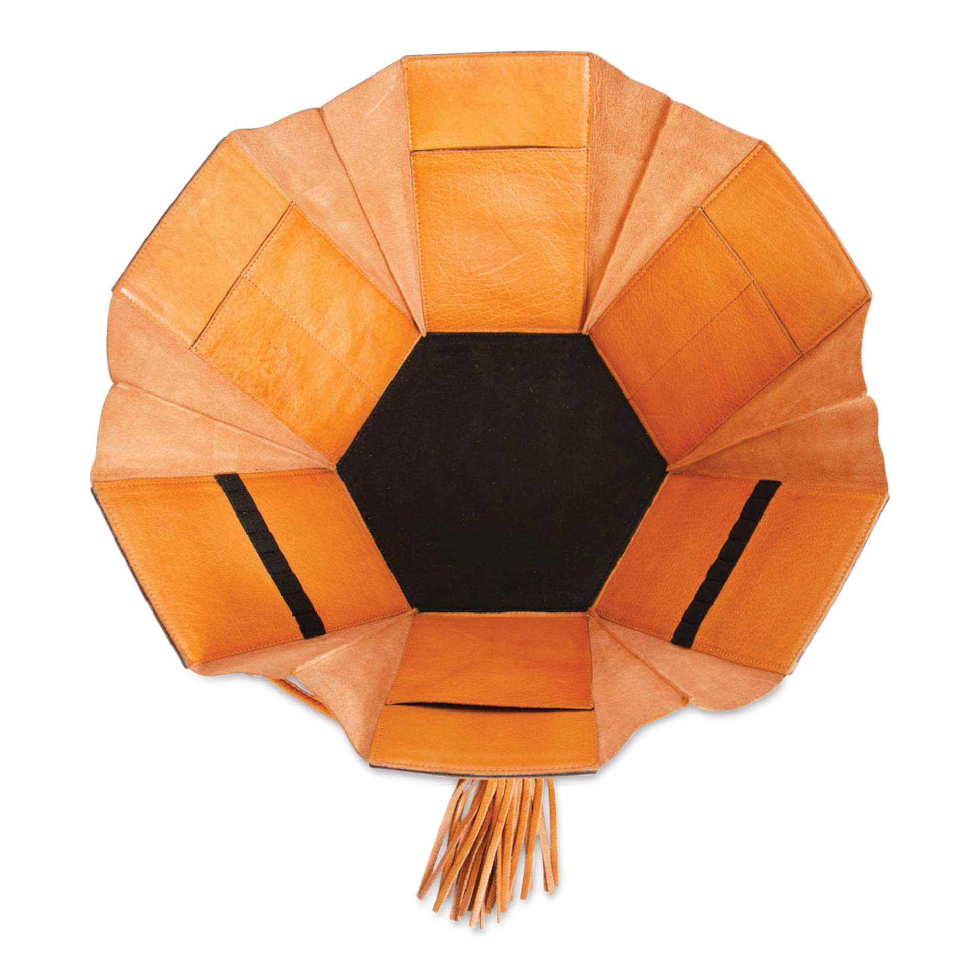 Muud Evita Leather Storage Box - Brown, XL - top view, loosened