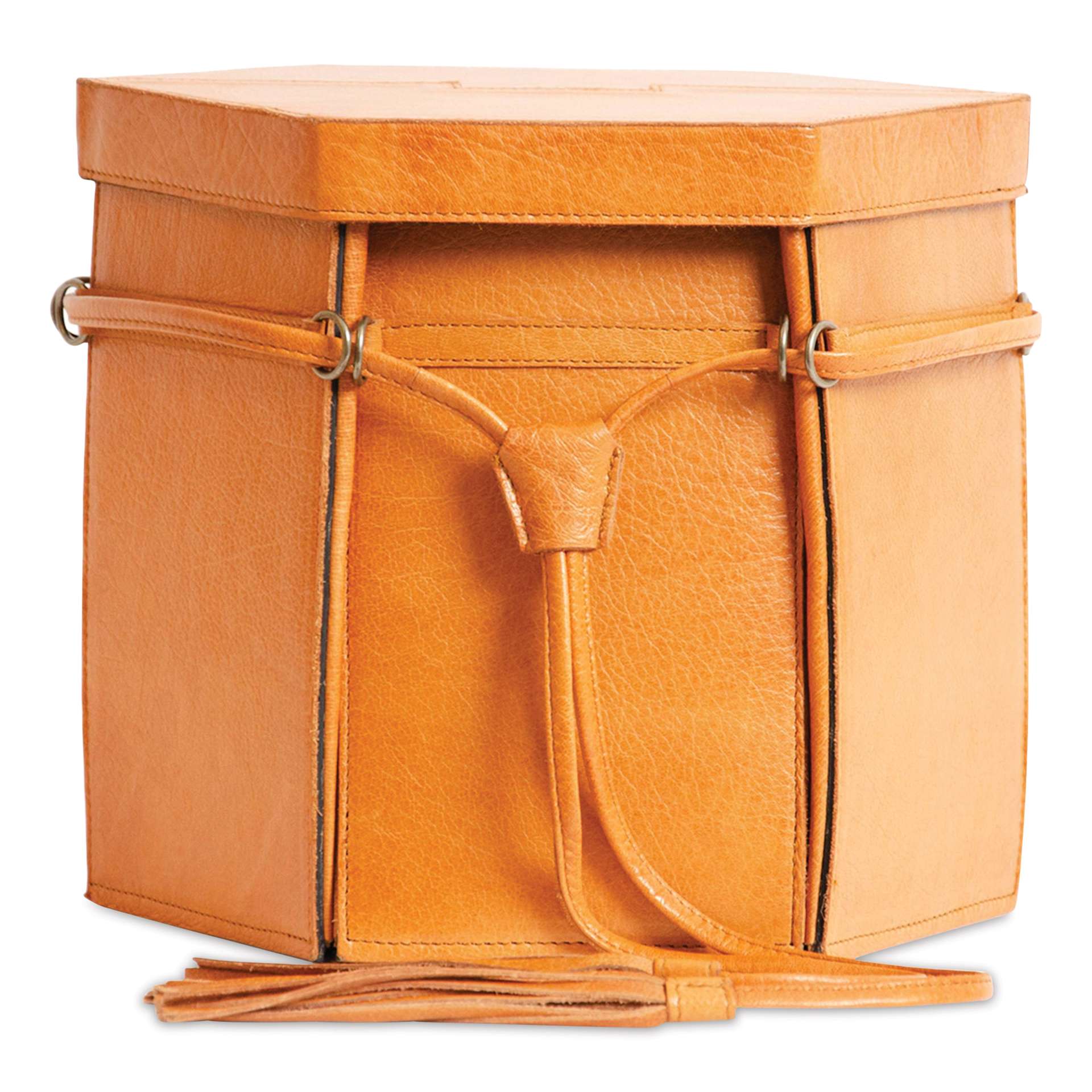 Muud Evita Leather Storage Box - Brown, XL - front