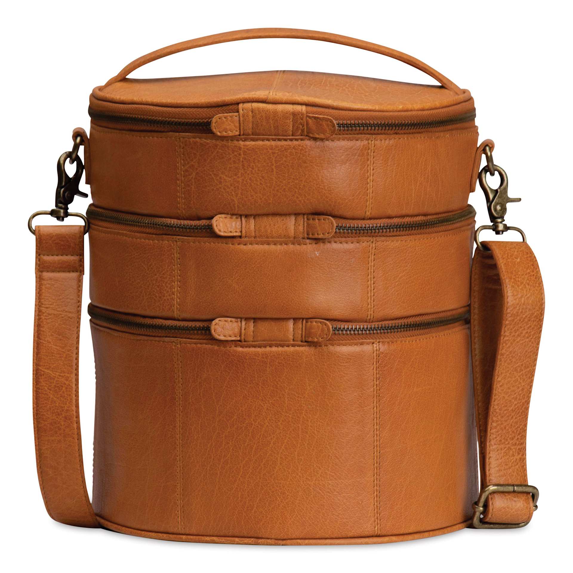 Muud Bturn Leather Needlework Project Bag - Brown - back