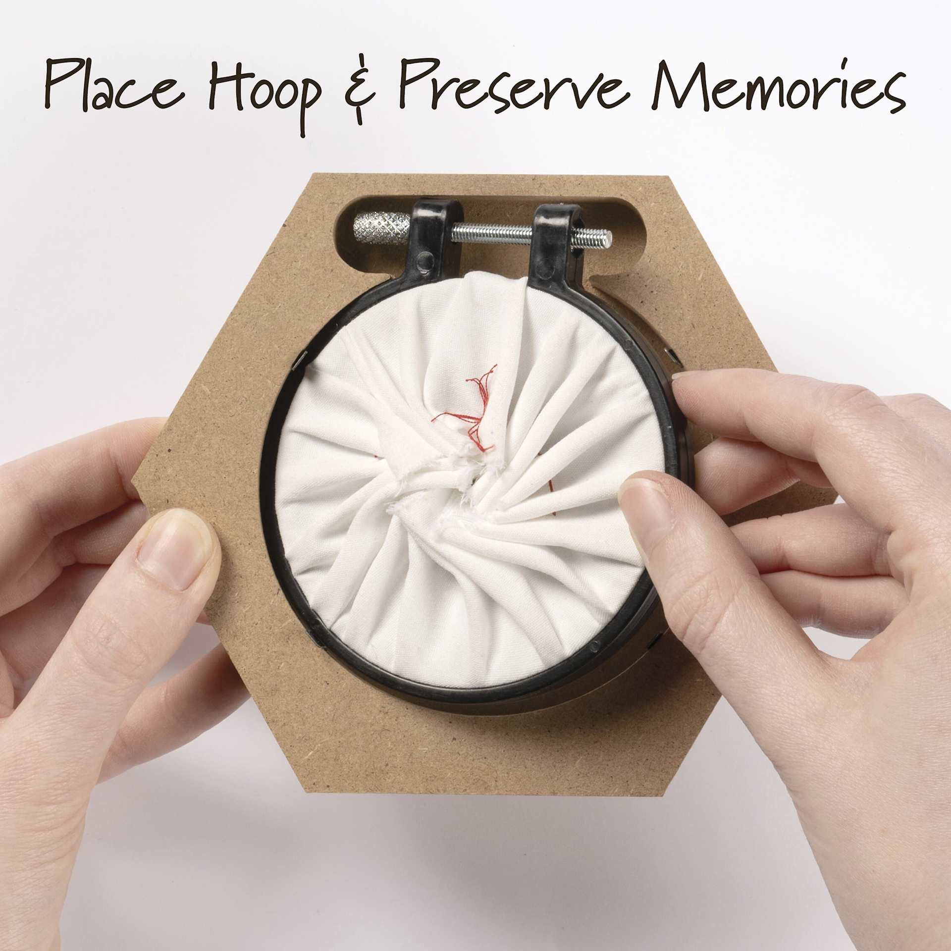 Bucilla Embroidery Hoop Frame - Hexagon, 3" - place hoop and preserve memories