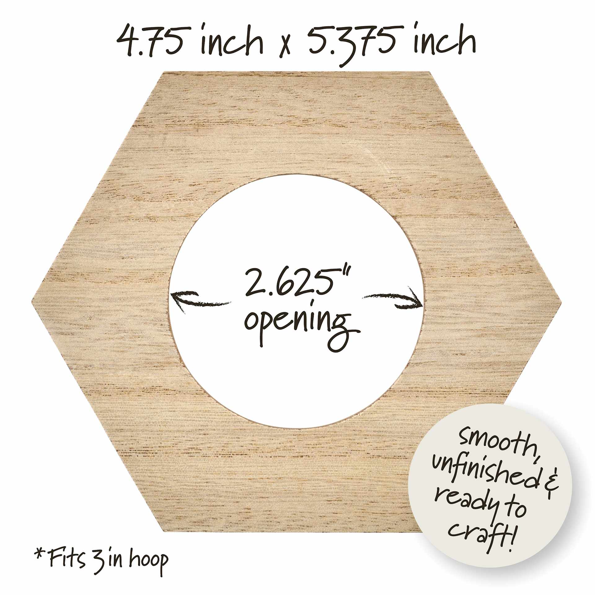 Bucilla Embroidery Hoop Frame - Hexagon, 3" - dimensions
