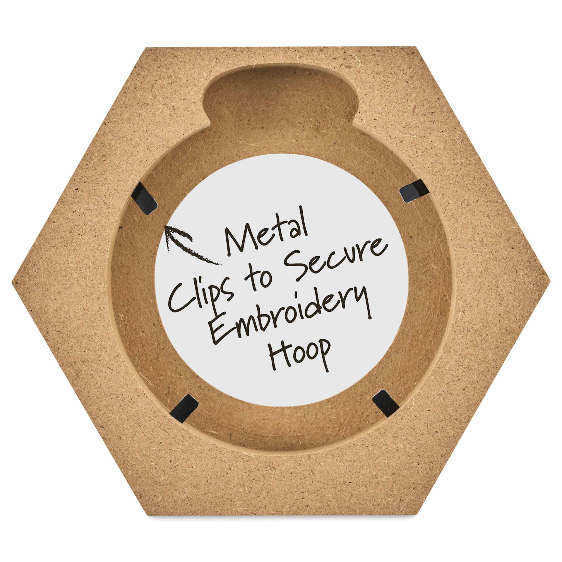 Bucilla Embroidery Hoop Frame - Hexagon, 3" - metal clips to secure embroidery hoop