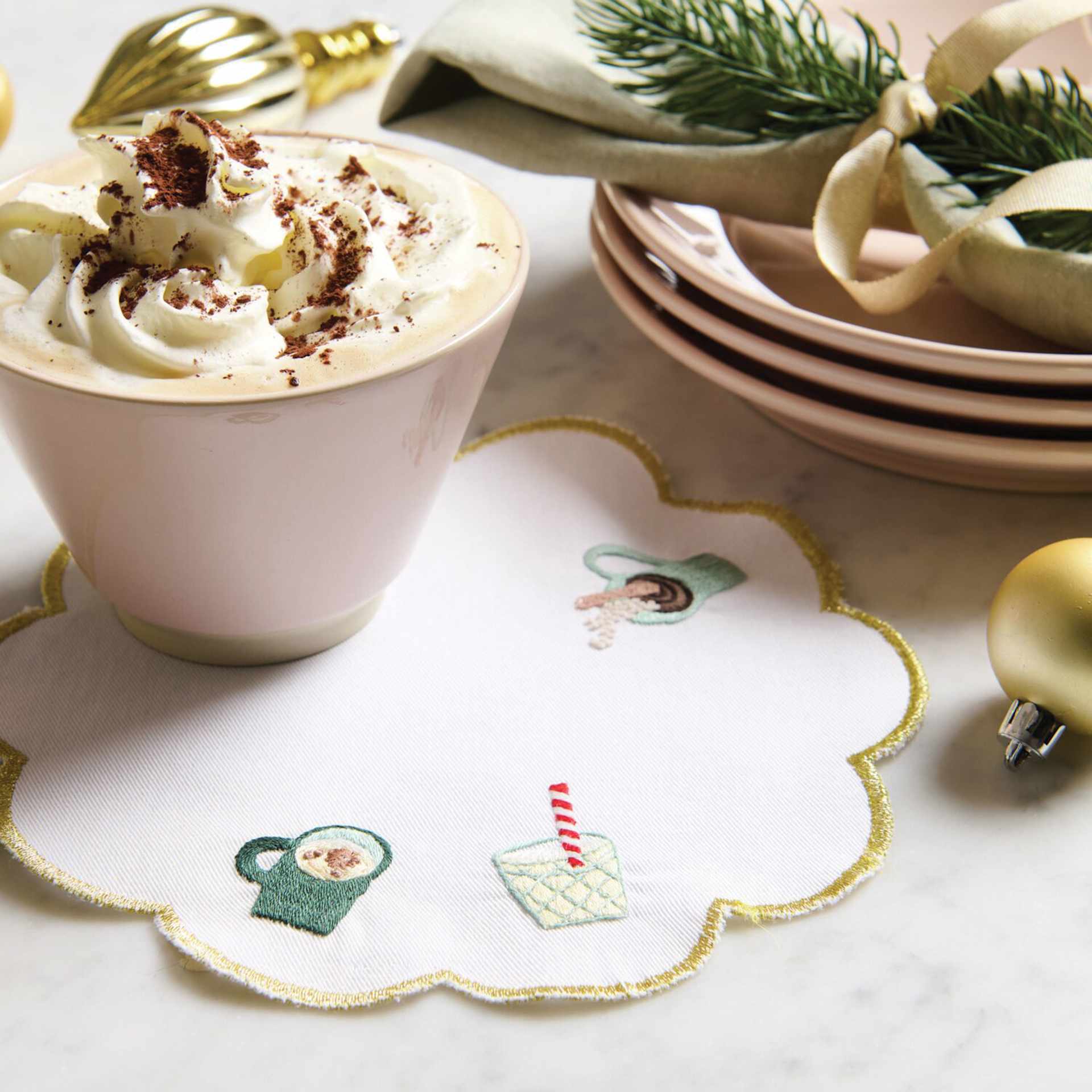 Rico Design Stick and Stitch Embroidery Kit - Pkg of 23, Christmas Cookies designs on doily