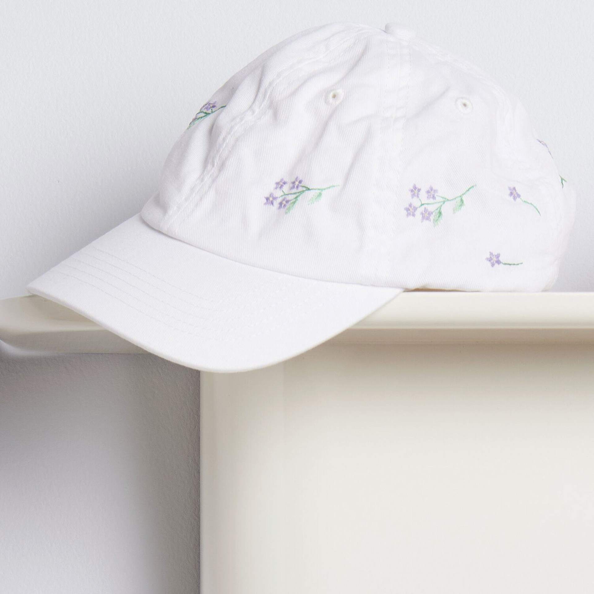 Rico Design Stick and Stitch Embroidery Kit - Pkg of 13, Flower Wreaths completed project on hat