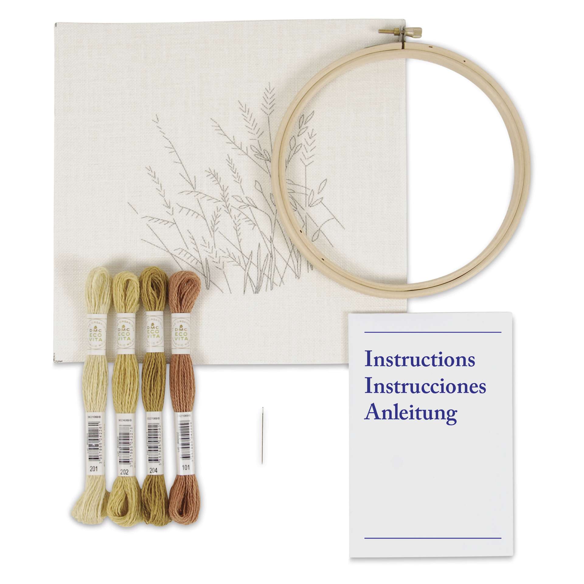 DMC The Designer Collection Eco Vita Embroidery Kit - Wheat Flowers - contents