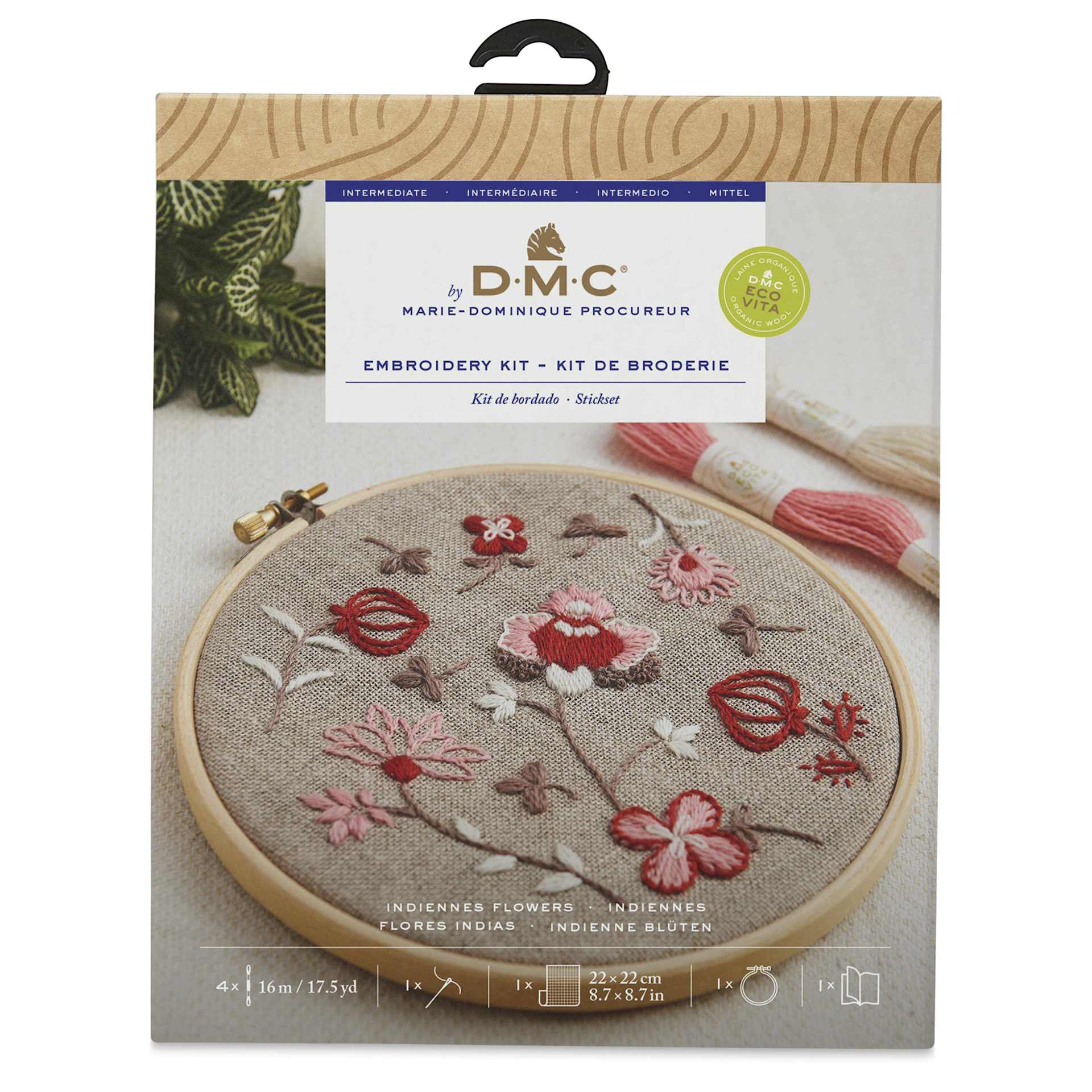 DMC The Designer Collection Eco Vita Embroidery Kit - Indiennes Flowers - back of packaging