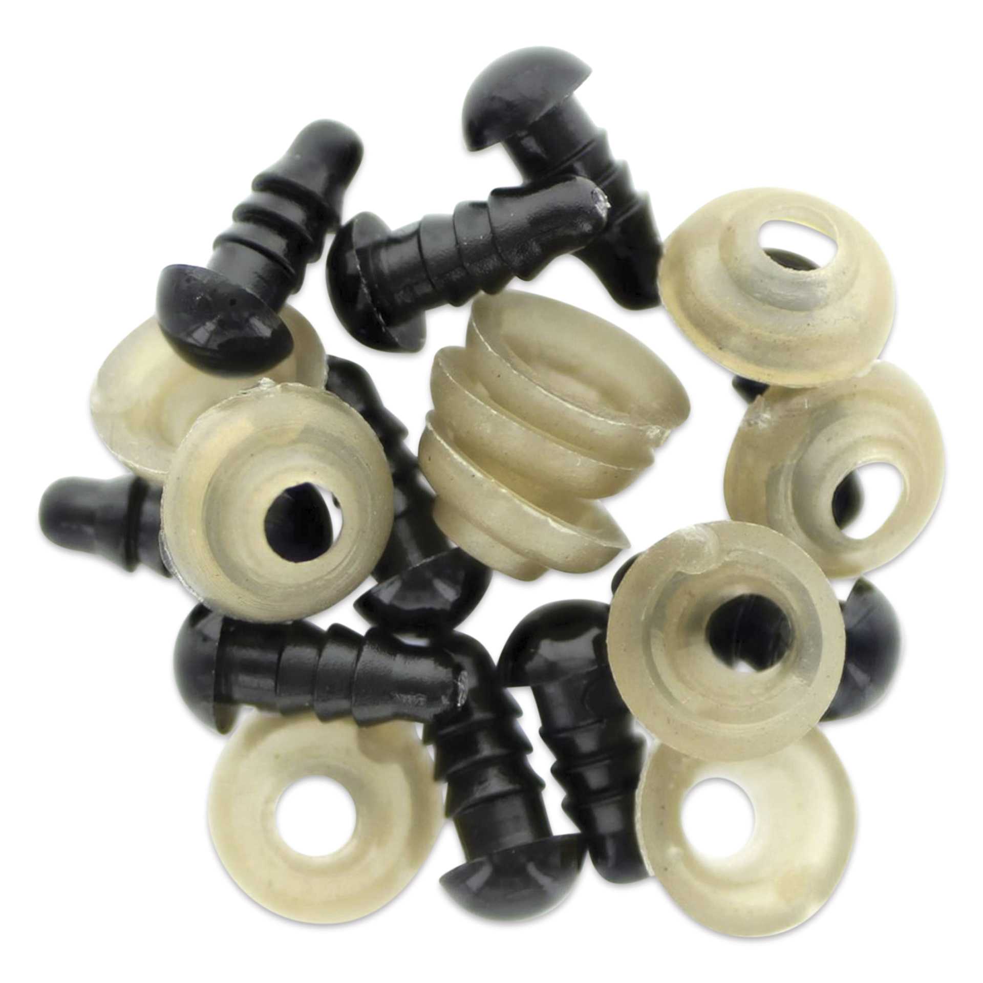Essentials By Leisure Arts Craft Eyes w/ Washers - Pkg of 10, Black, 11 mm H x 3 mm W, 6 mm Dia. - out