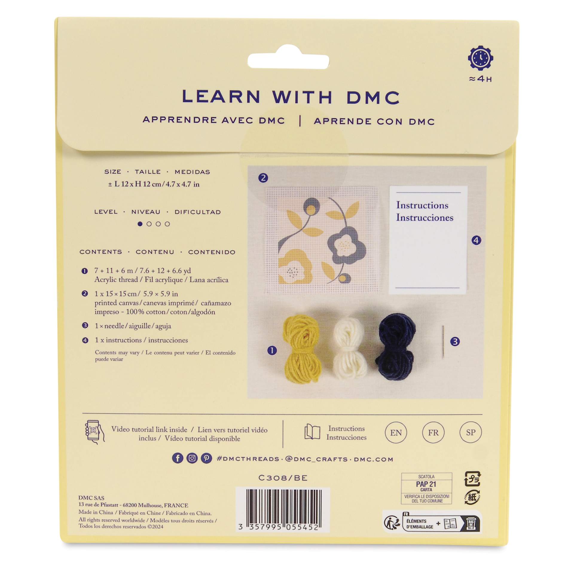 DMC Learning Tapestry Kit - back of packaging