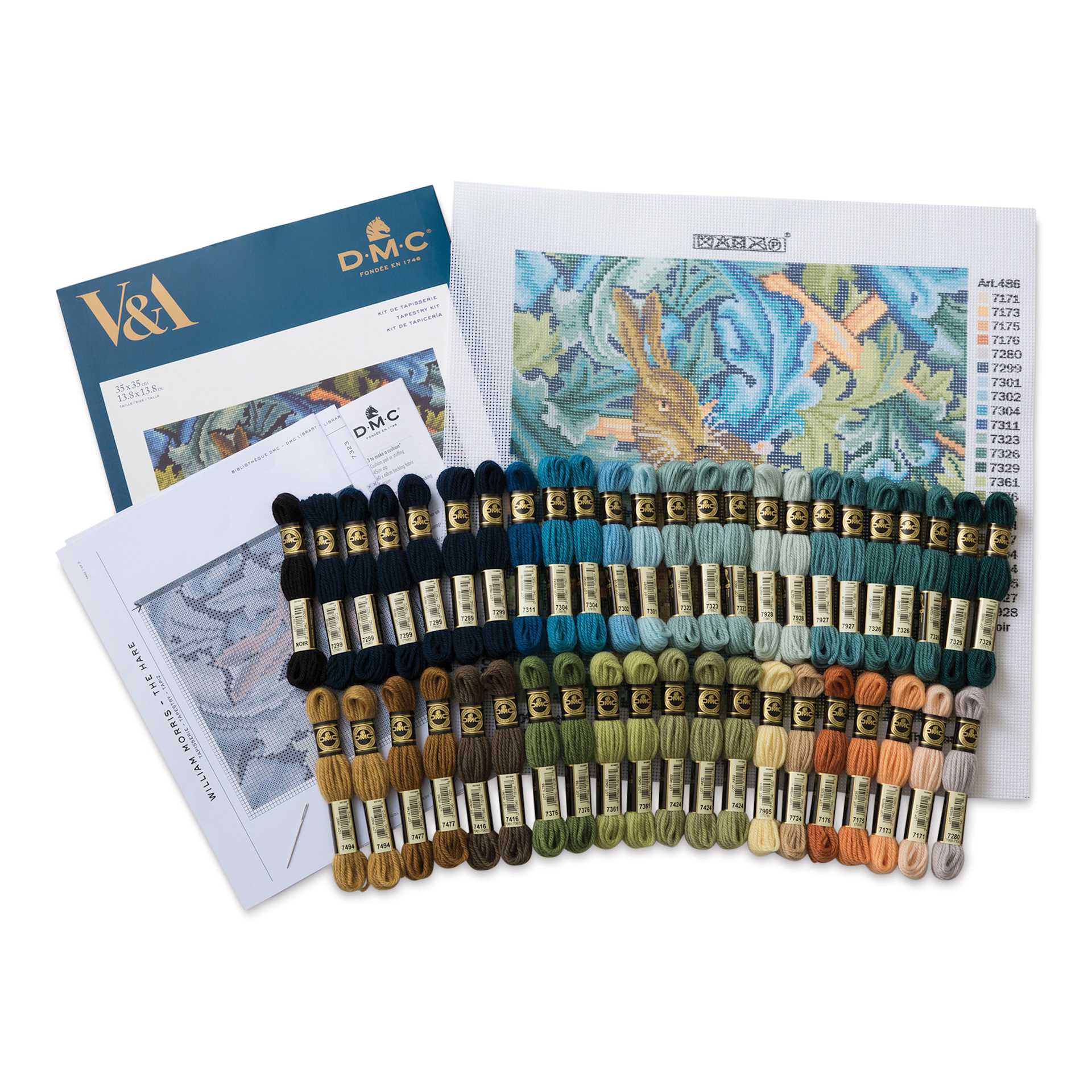 DMC The Museum Collection Tapestry Kit - “The Hare” by William Morris - packaging and contents