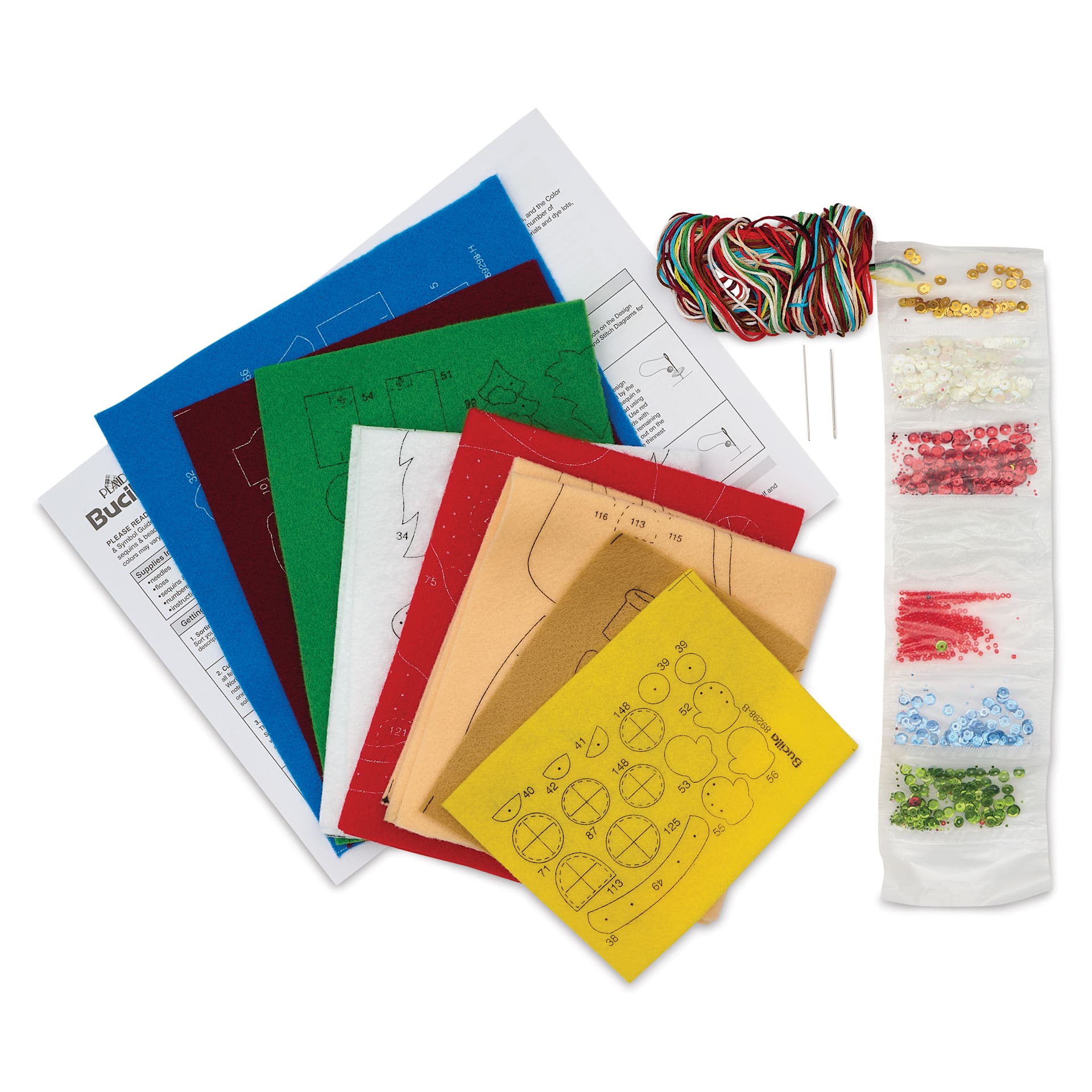 Bucilla Holiday Felt Ornament Kit - Christmas Gnomes, kit contents