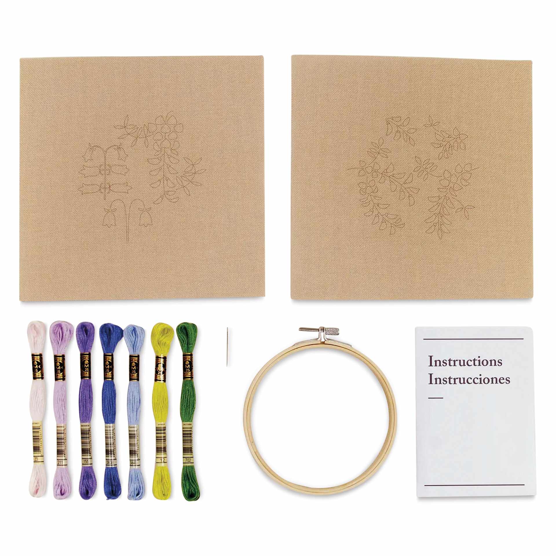 DMC Mindful Making Embroidery Duo Kit - Soothing Spring - contents