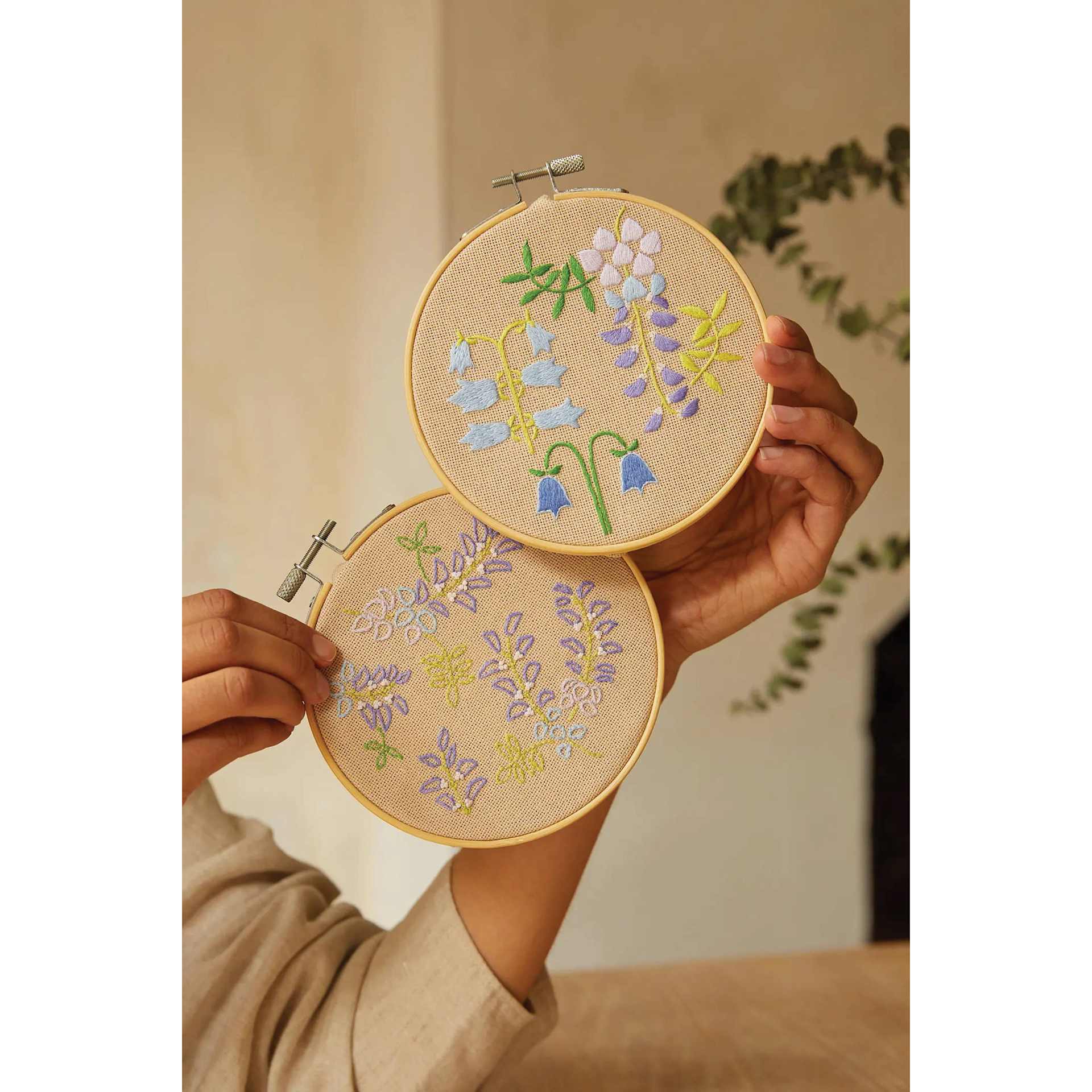 DMC Mindful Making Embroidery Duo Kit - Soothing Spring - finished examples