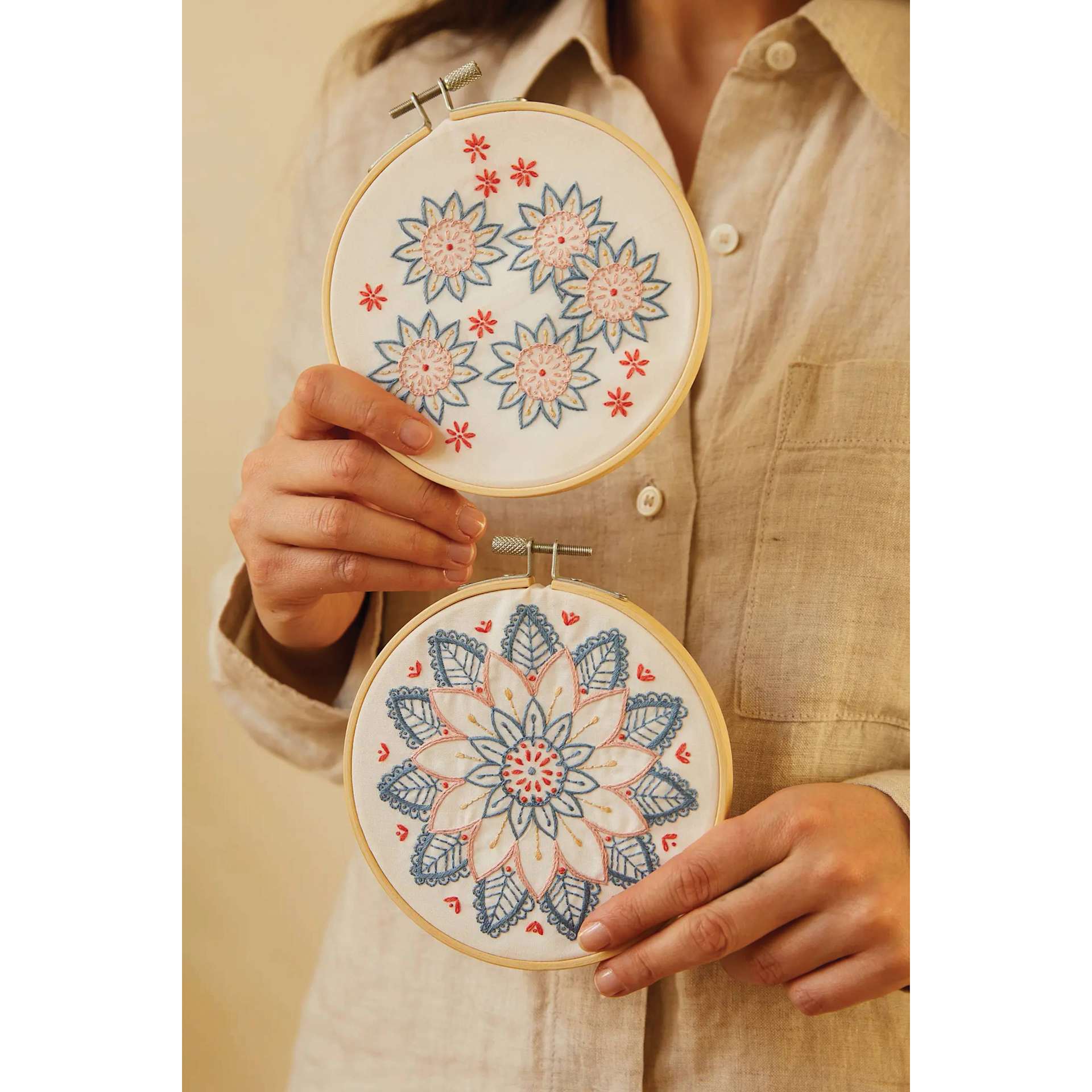 DMC Mindful Making Embroidery Duo Kit - Mandala - finished duo example